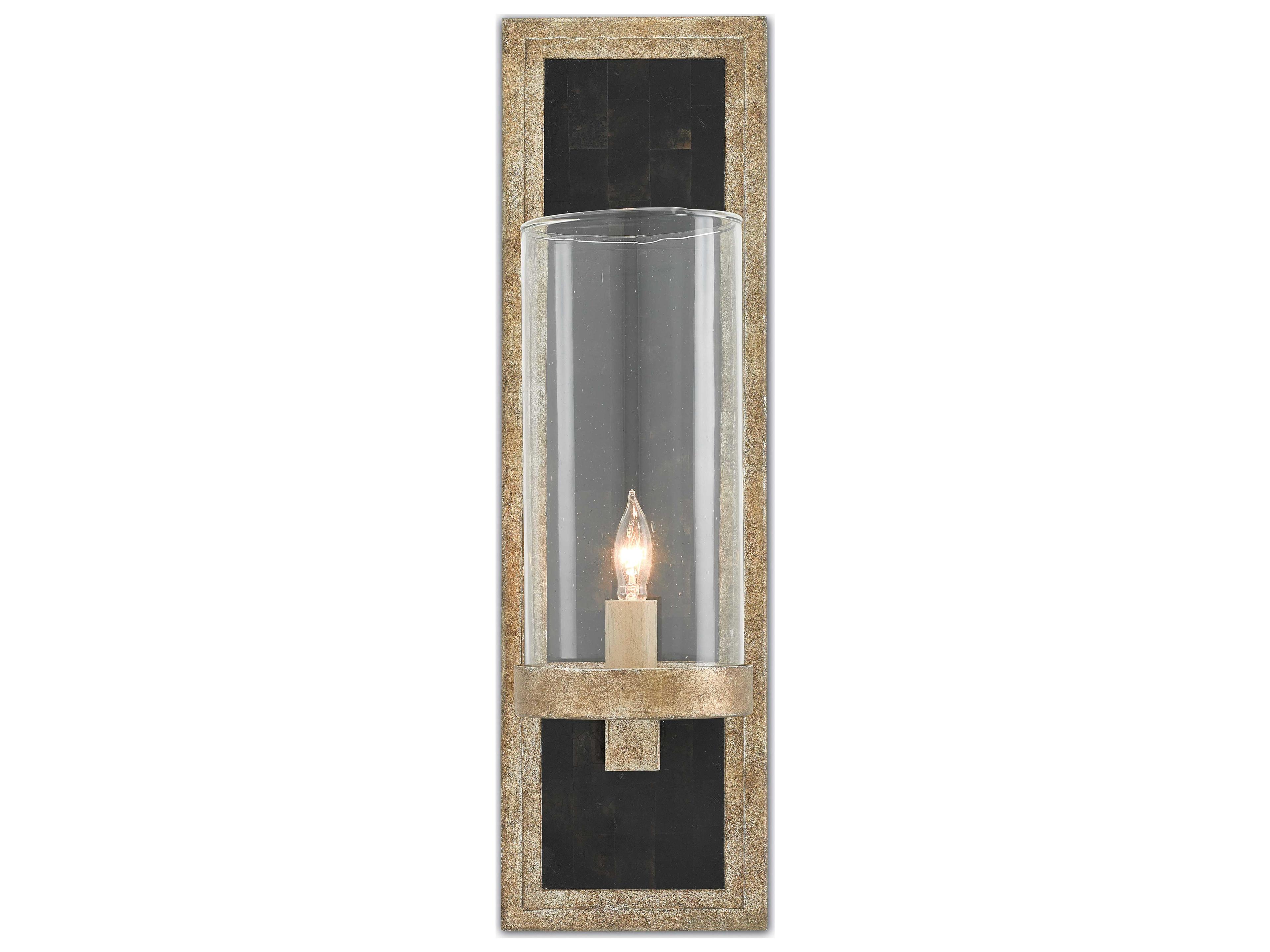 Currey & Company Charade Antique Silver Leaf Glass Wall Sconce