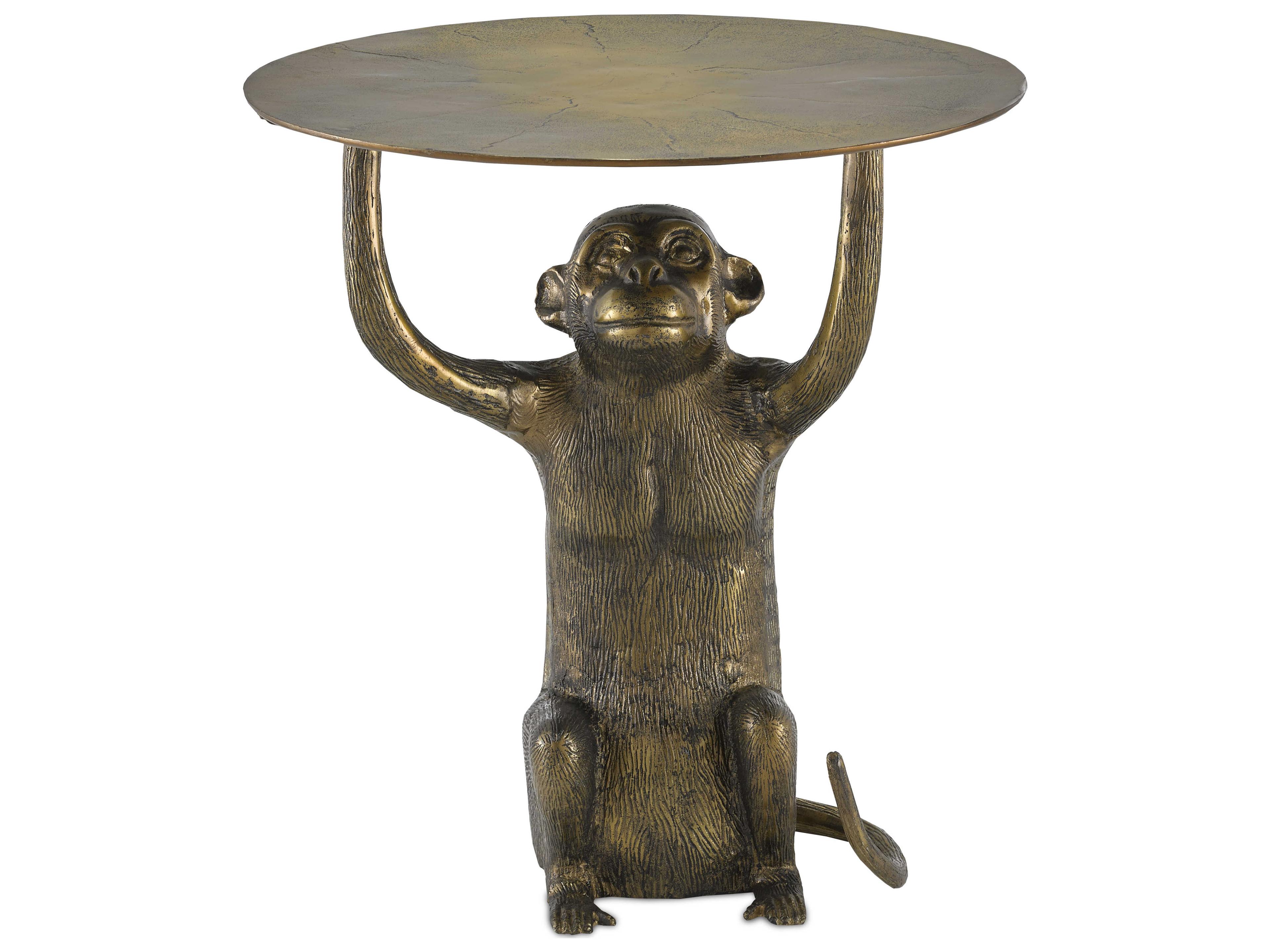 Luxecor Abu Round Metal Antique Gold End Table