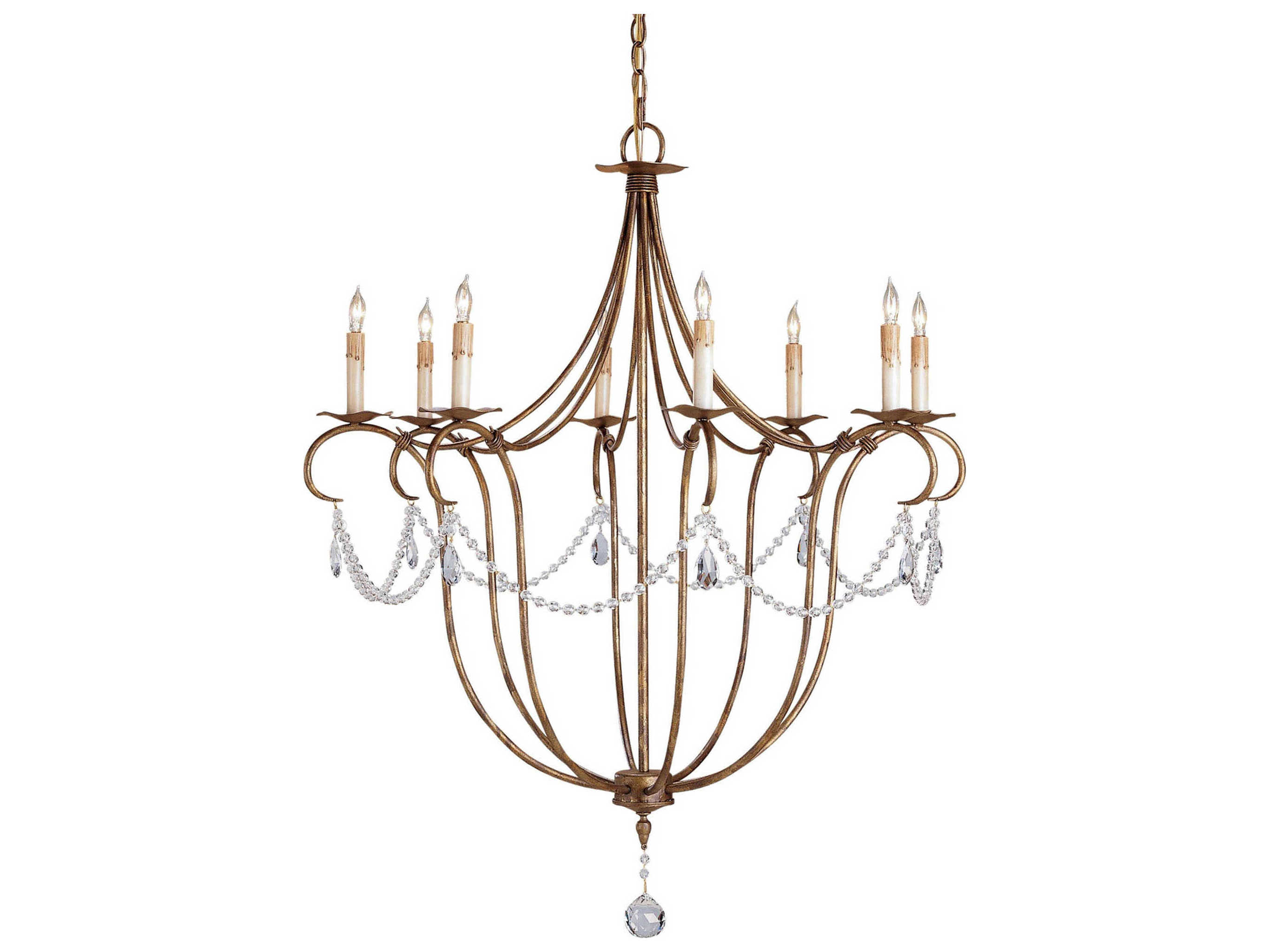 Luxecor Vistas 8-Light Rhine Gold Crystal Candelabra Chandelier