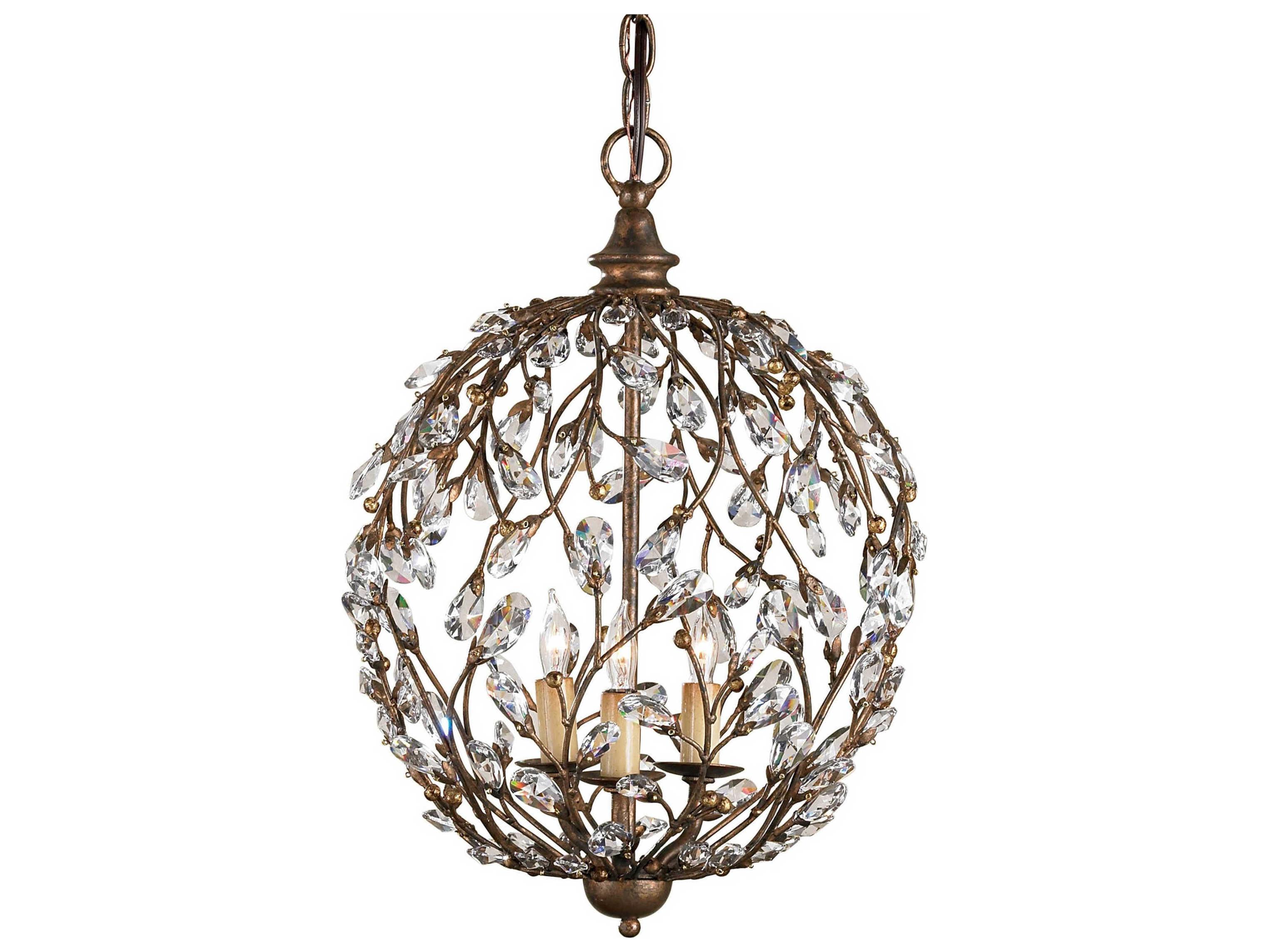 Luxecor Vistas 3-Light Cupertino Brown Candelabra Globe Chandelier