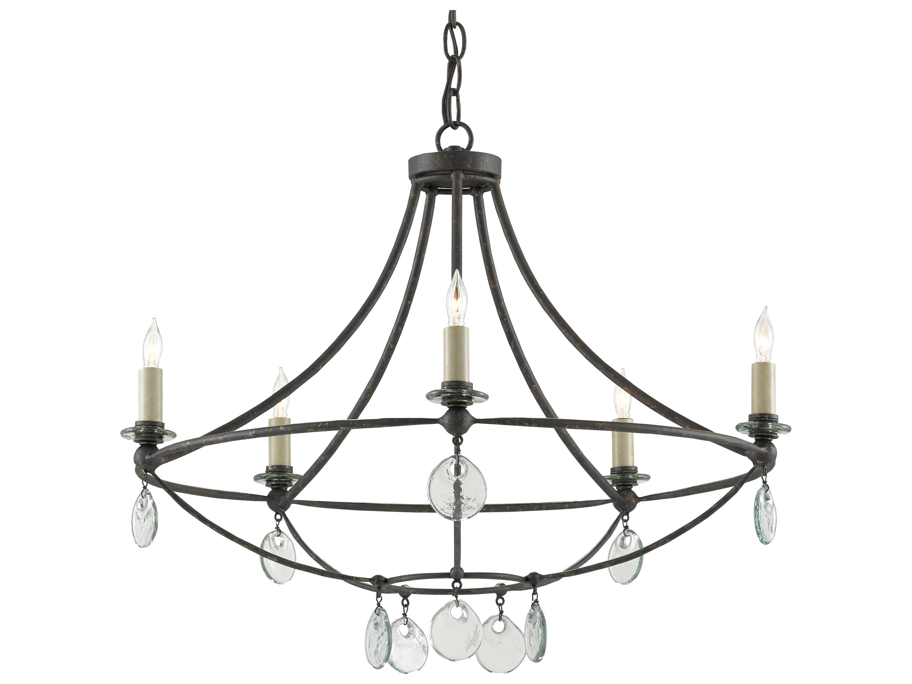 Luxecor Novella 5-Light Mayfair Black Glass Candelabra Round Chandelier