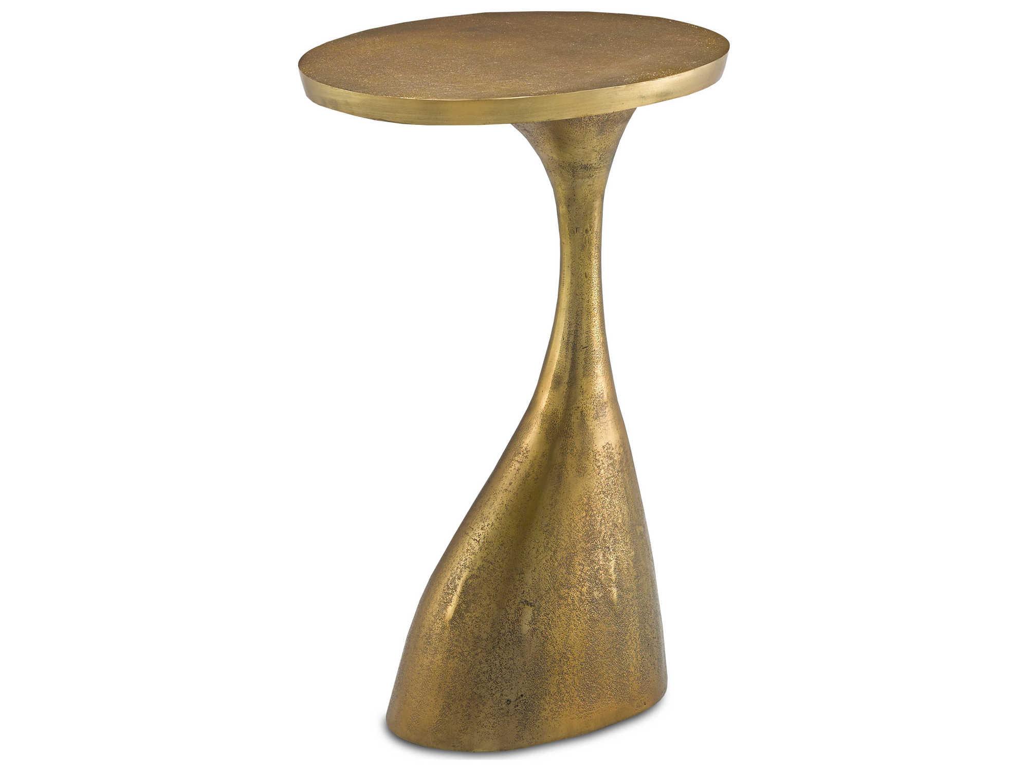 Luxecor Ishaan Oval Metal Antique Brass End Table