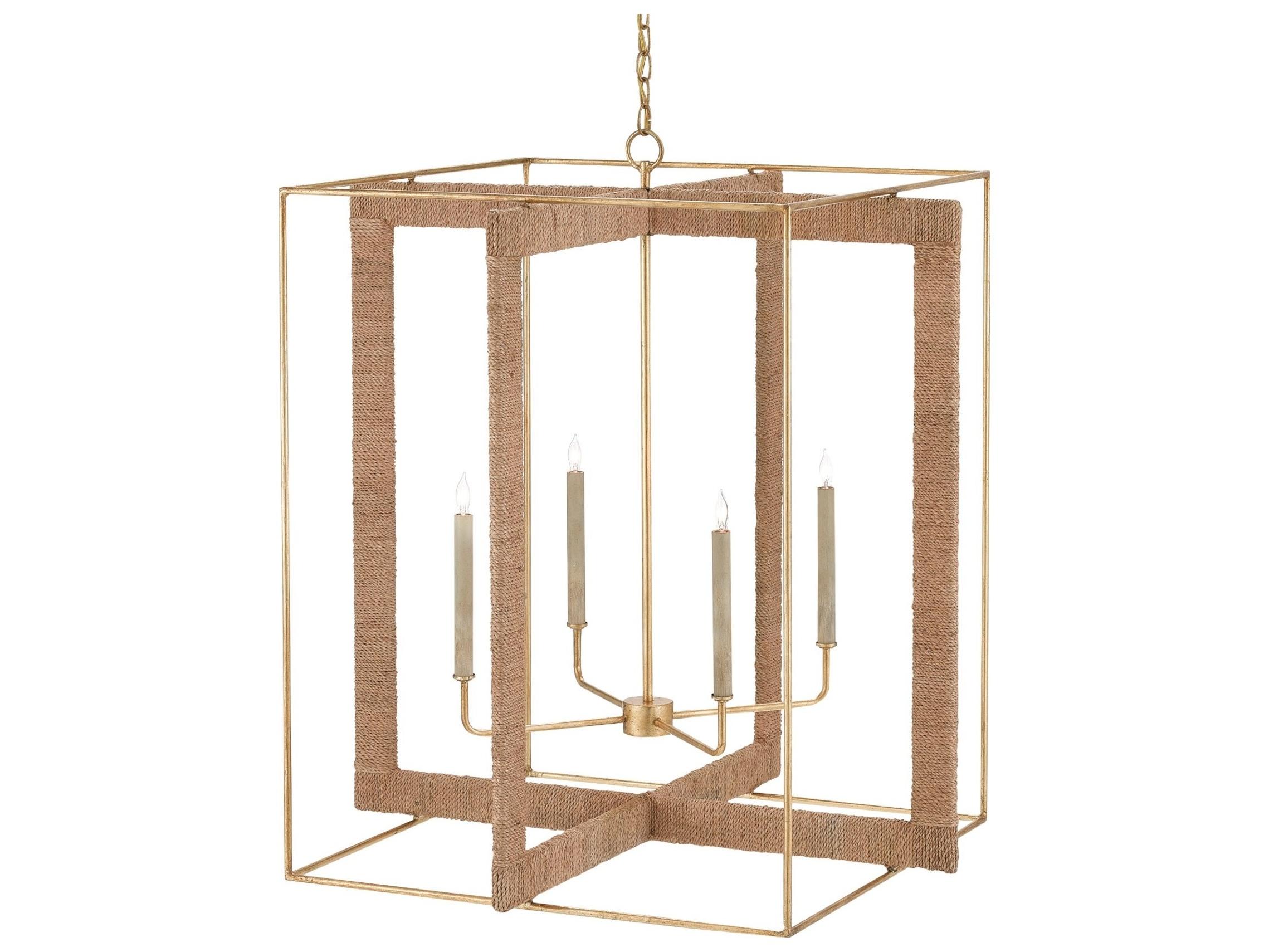 Luxecor Vistas 4-Light Contemporary Gold Leaf Natural Candelabra Geometric Chandelier