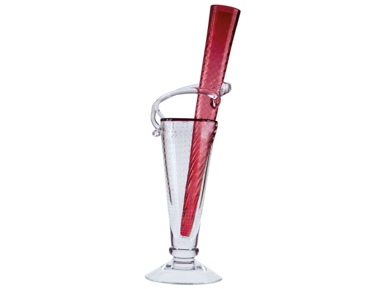 Driade Borek Sipek Alioscia Red And Clear Vase
