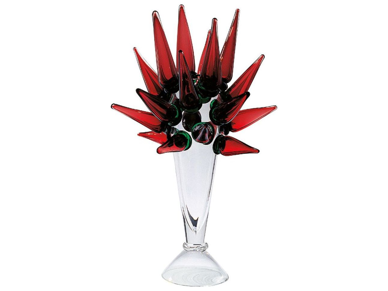Driade Borek Sipek Maria Pia Glass Vase With Red And Green Decoration