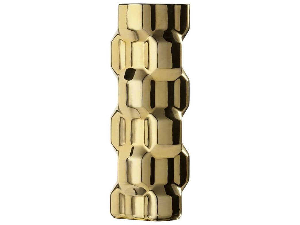 Driade Gear By Philippe Bestenheider Tall Glossy Gold Vase