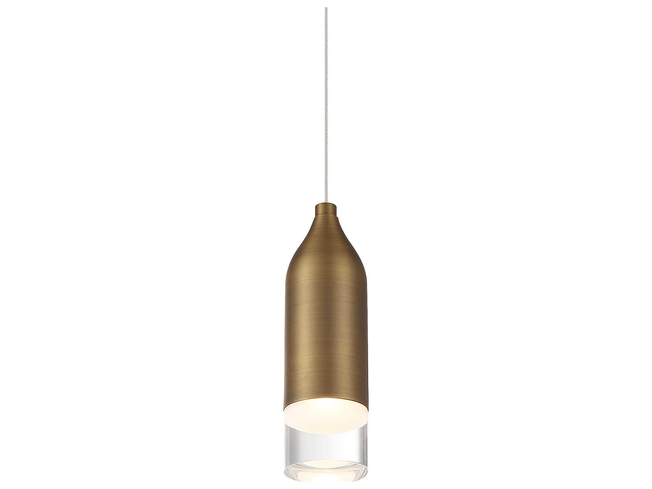 dweLED by WAC Lighting Action 1-Light Aged Brass LED Cylinder Linear Mini Pendant