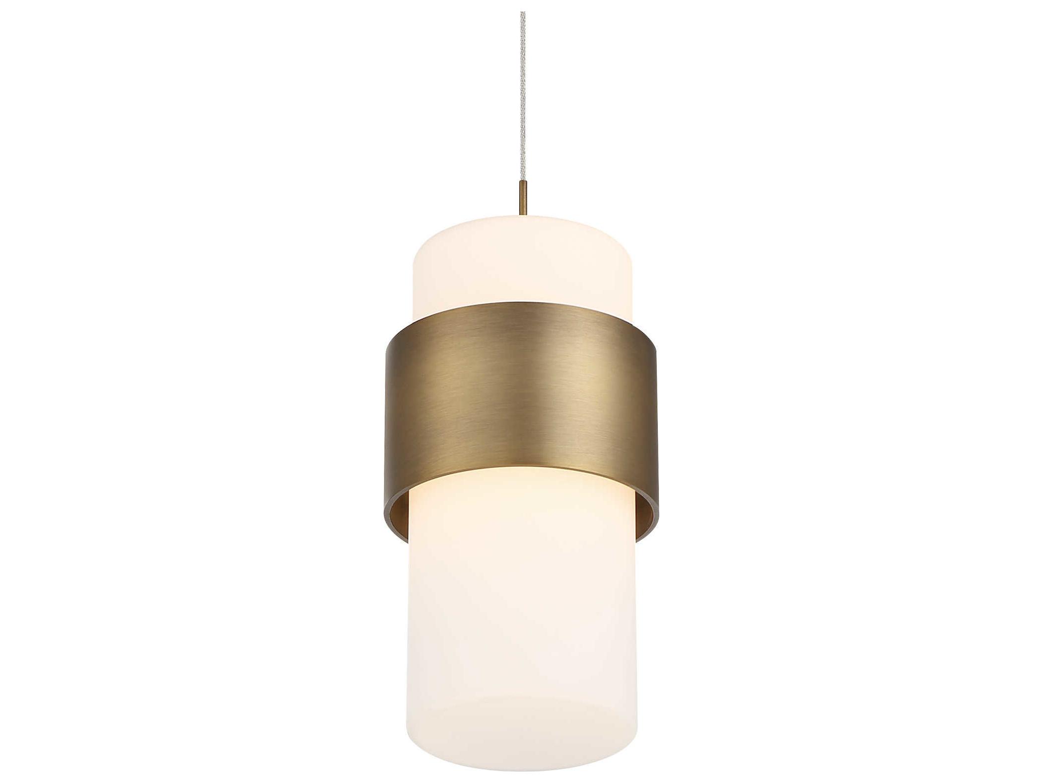 dweLED by WAC Lighting Banded 1-Light Aged Brass LED Cylinder Mini Pendant