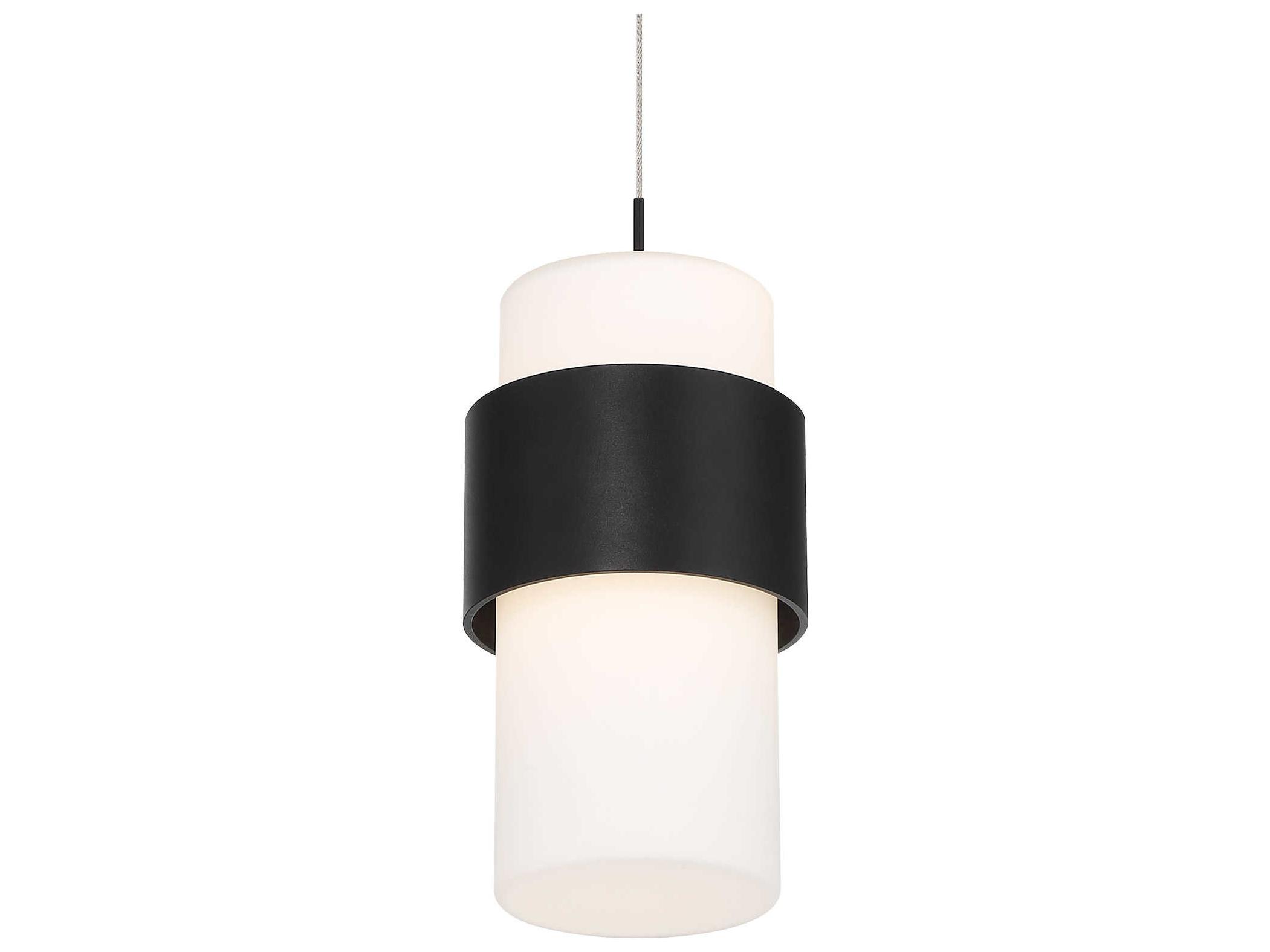 dweLED by WAC Lighting Banded 1-Light Black LED Cylinder Mini Pendant