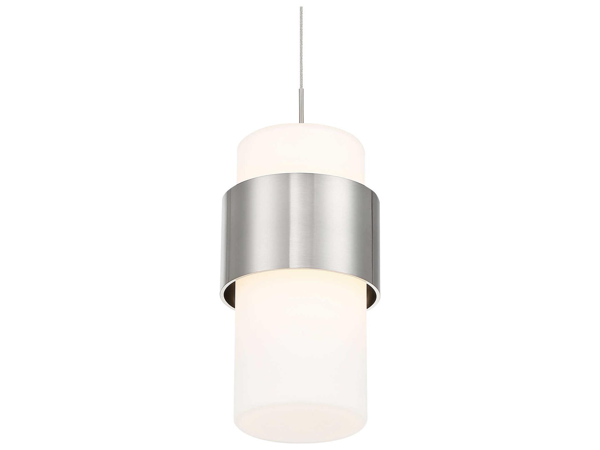 dweLED by WAC Lighting Banded 1-Light Brushed Nickel LED Cylinder Mini Pendant