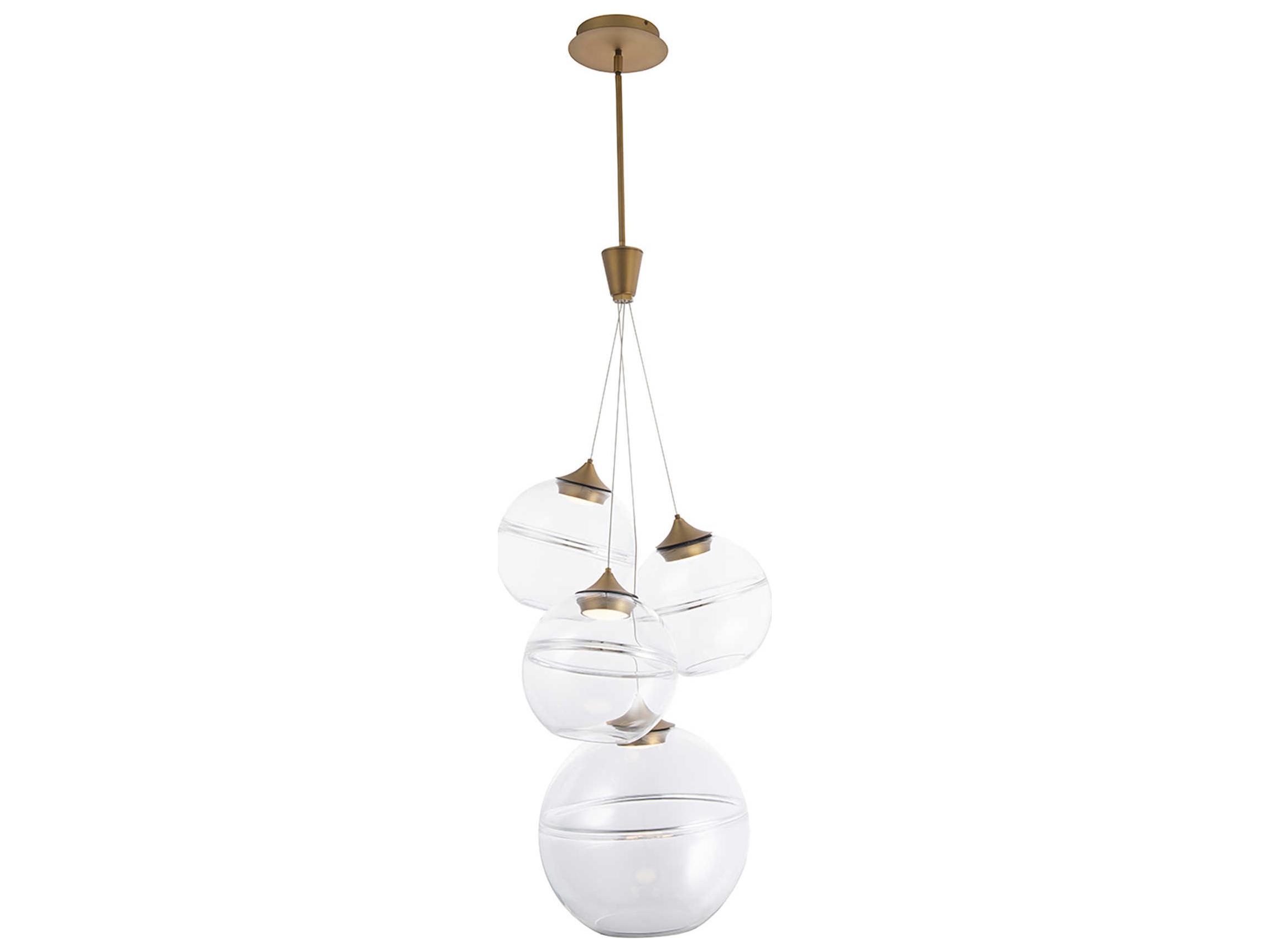 dweLED by WAC Lighting Bistro 4-Light Aged Brass Glass LED Globe Pendant