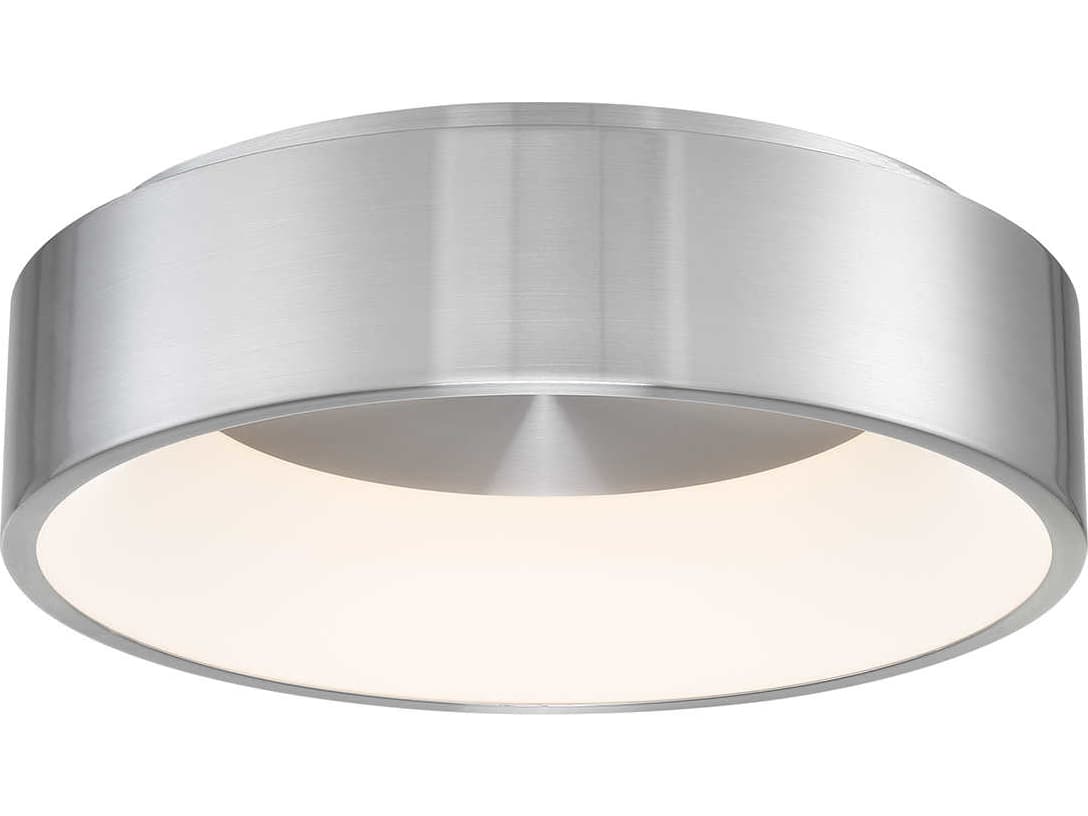 dweLED by WAC Lighting Corso 1-Light Brushed Aluminum Silver LED Round Flush Mount