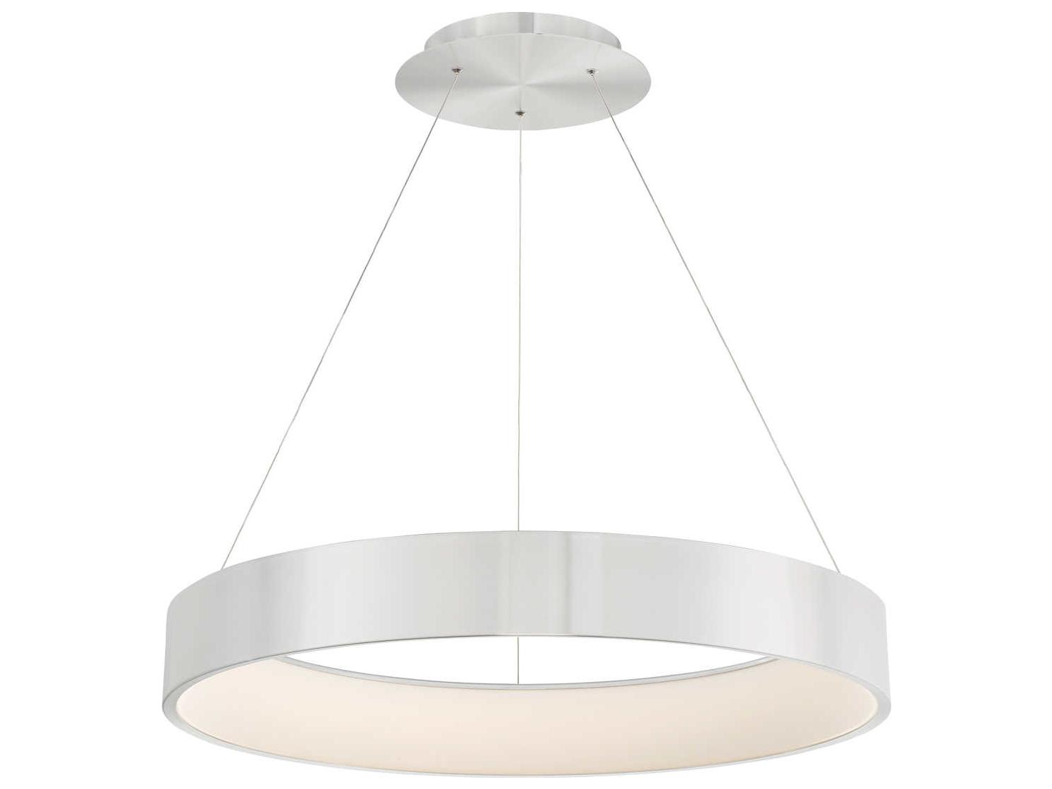 dweLED by WAC Lighting Corso 1-Light Brushed Aluminum Silver LED Round Pendant