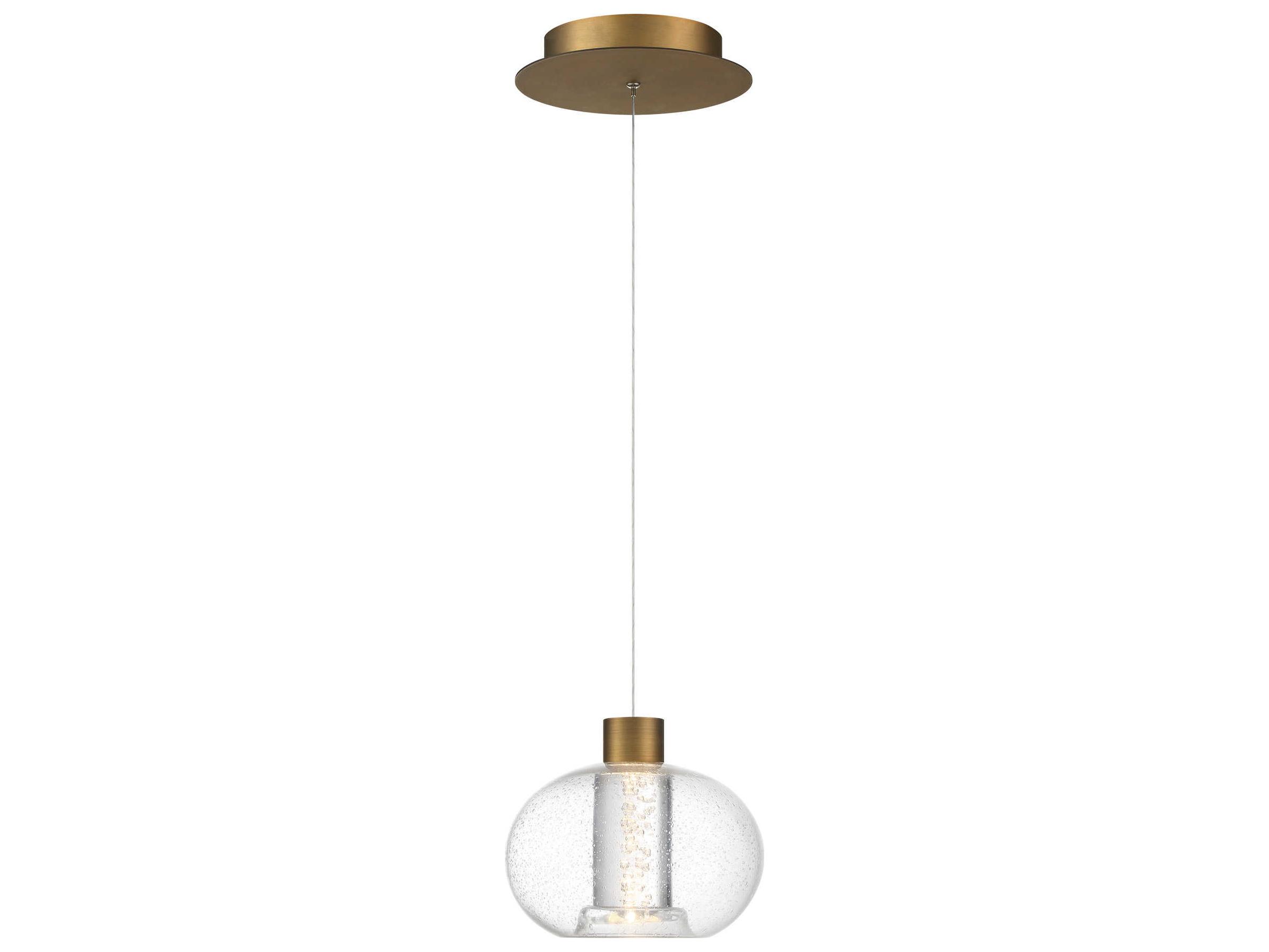 dweLED by WAC Lighting Crater 1-Light Aged Brass Glass LED Globe Mini Pendant