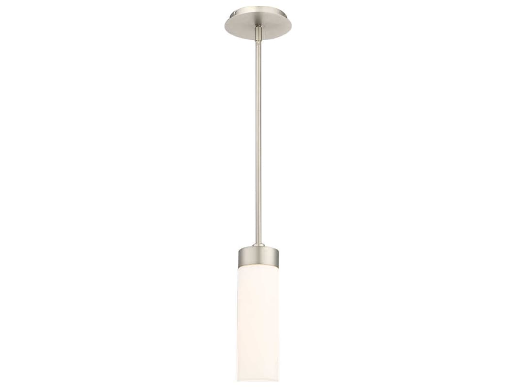 dweLED by WAC Lighting Elementum 1-Light Satin Nickel Glass LED Cylinder Mini Pendant