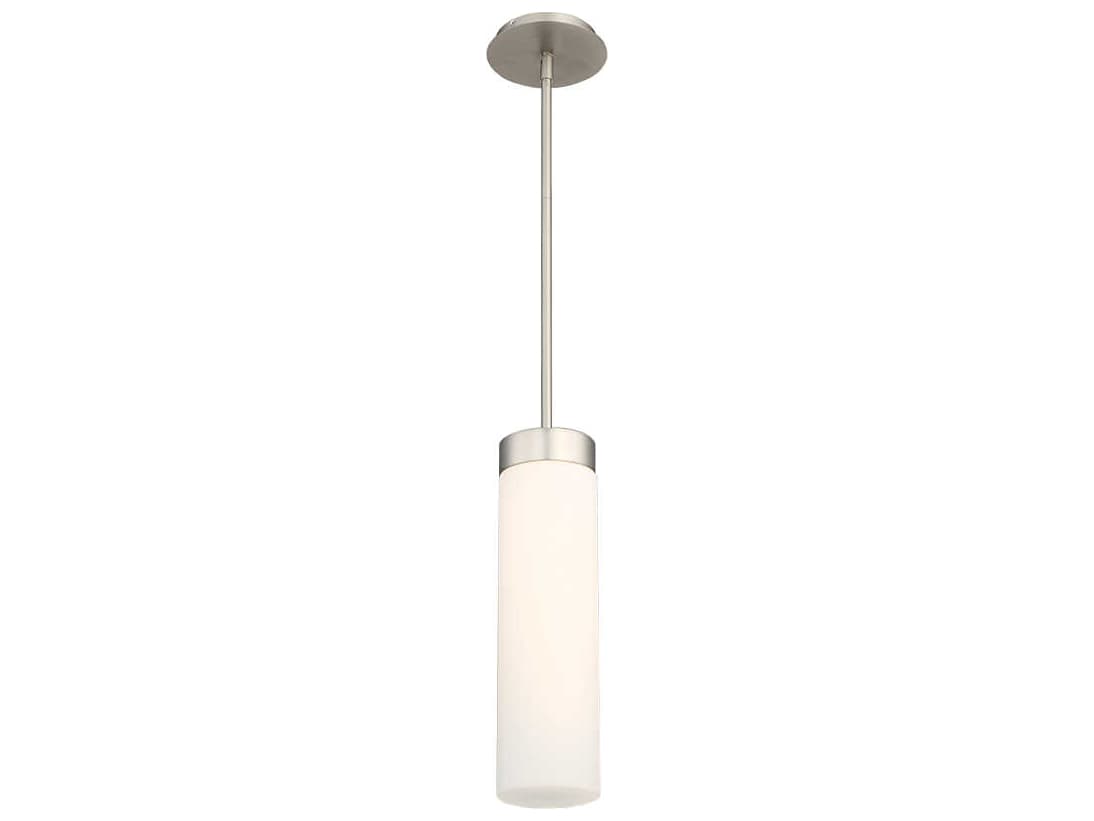 dweLED by WAC Lighting Elementum 1-Light Satin Nickel Glass LED Cylinder Mini Pendant
