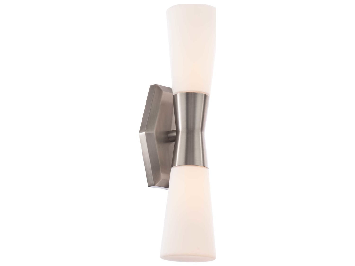 dweLED by WAC Lighting Locke 2-Light Brushed Nickel Glass LED Wall Sconce