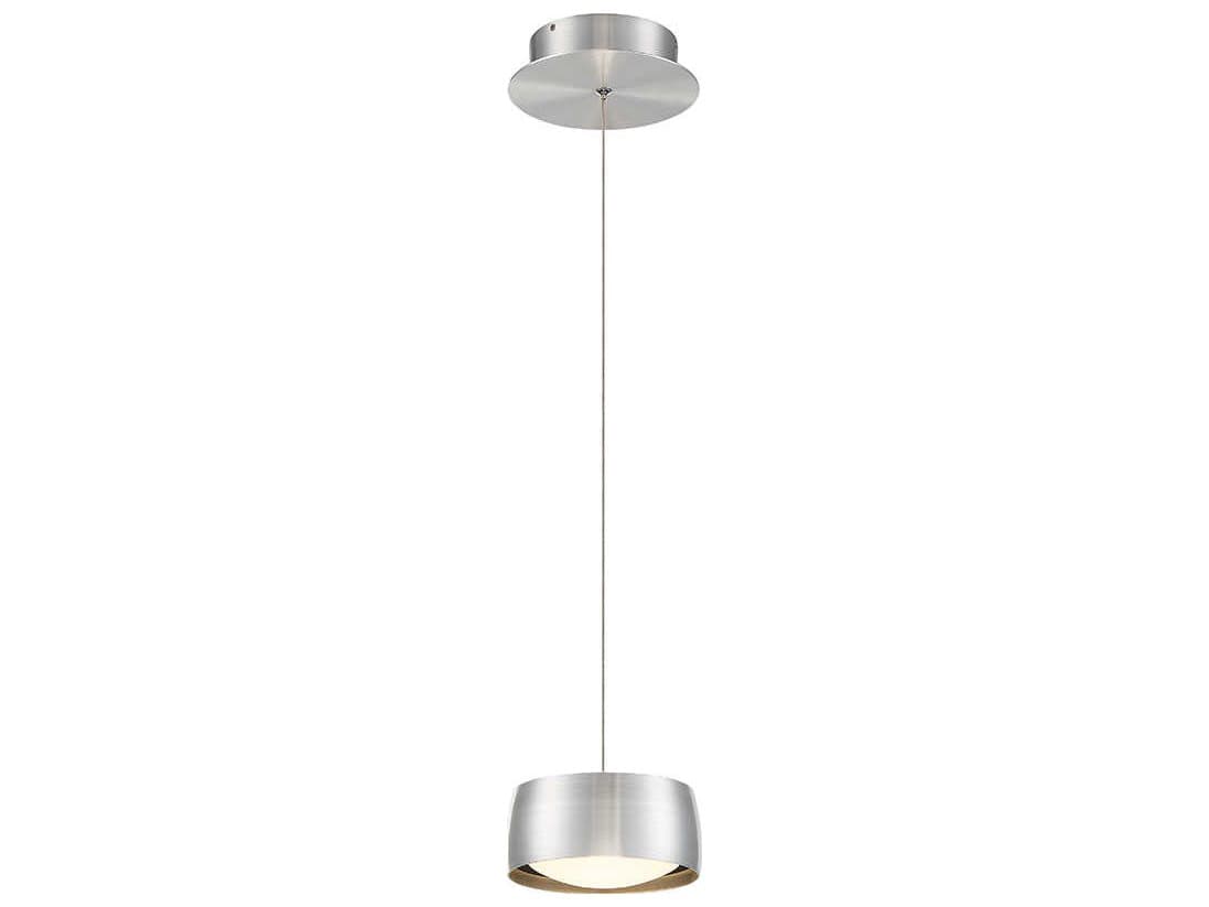 dweLED by WAC Lighting Tic Toc 1-Light Brushed Aluminum Silver LED Geometric Round Mini Pendant