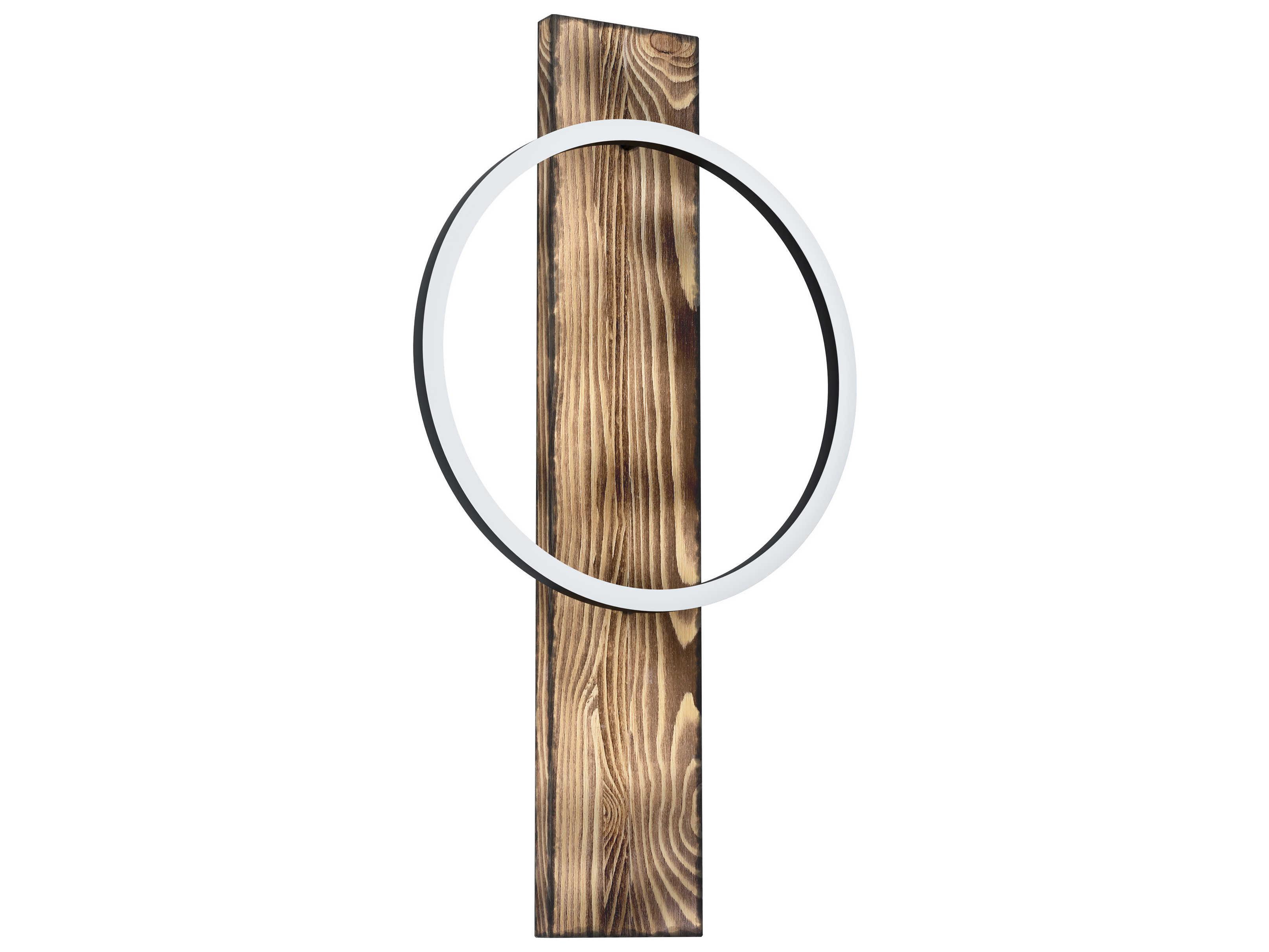 Eglo Boyal 1-Light Brushed Pine Wood Round Flush Mount