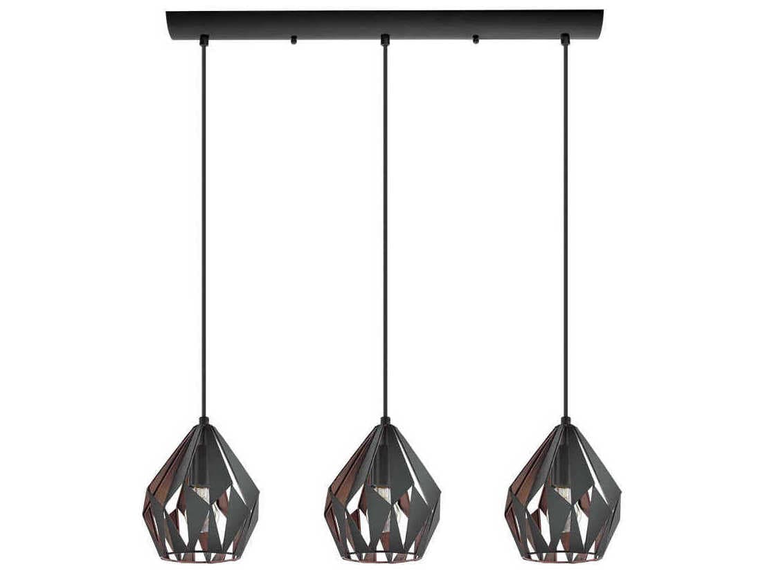 Eglo Carlton 3-Light Black Copper Geometric Island Pendant