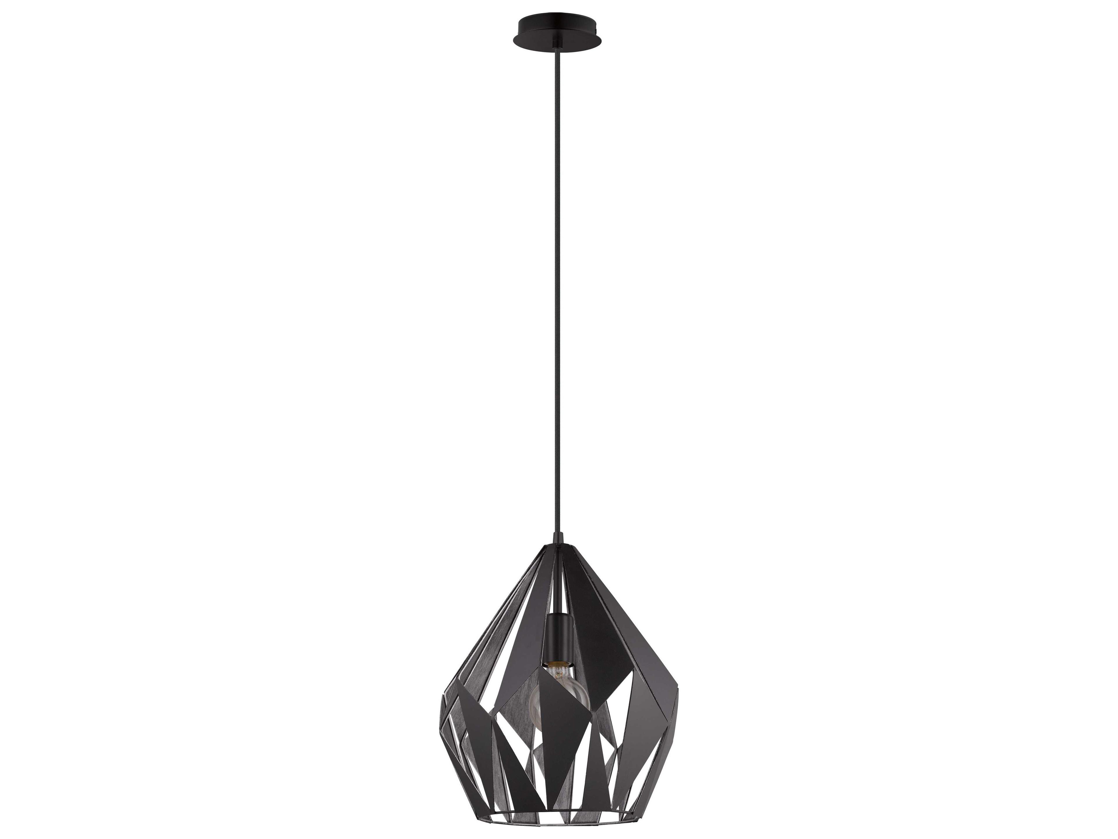 Eglo Carlton 1-Light Black Silver Geometric Mini Pendant