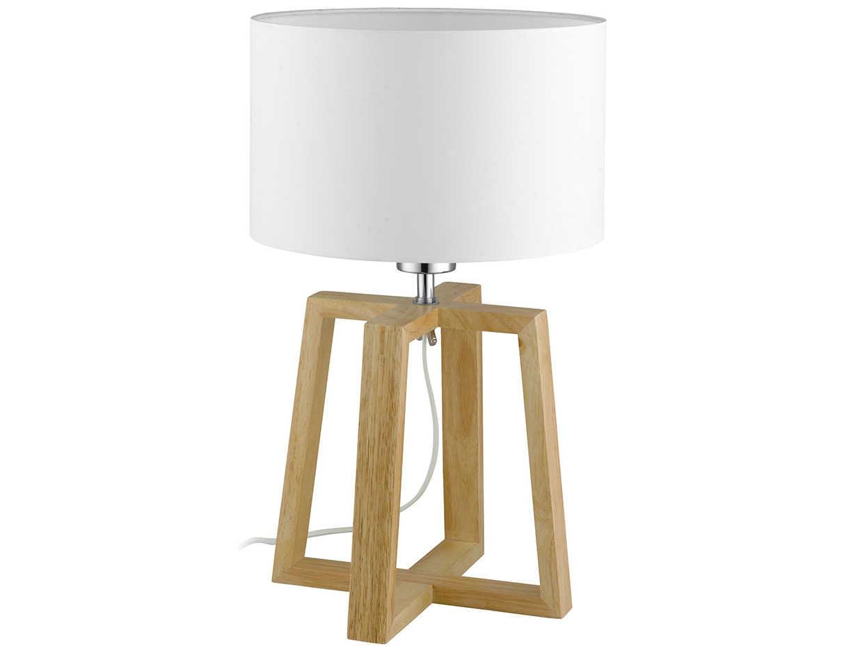Eglo Chietino Wood White Fabric Brown Table Lamp