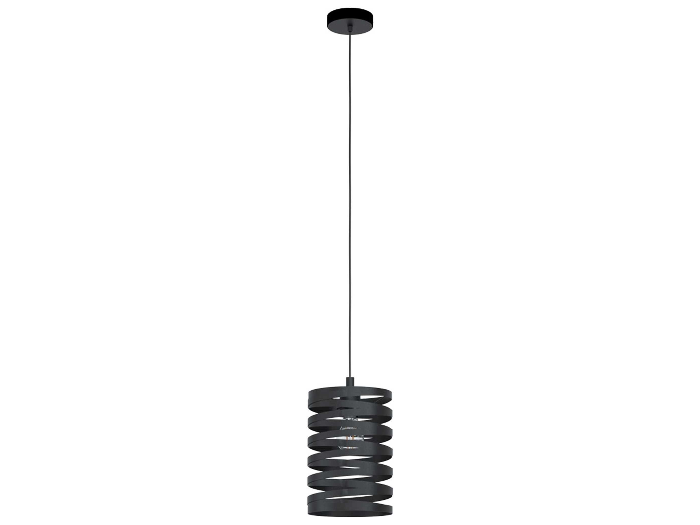 Eglo Cremella 1-Light Black Cylinder Mini Pendant