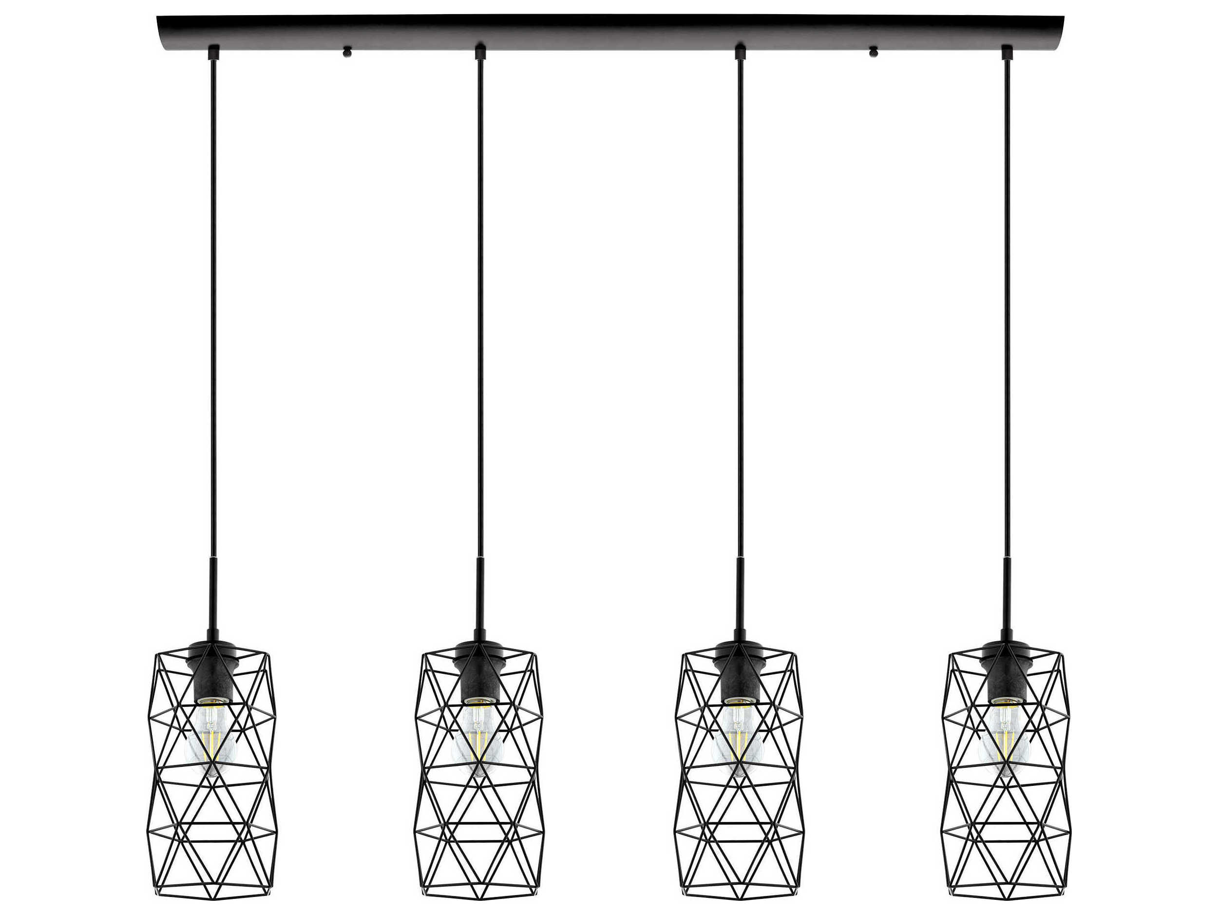 Eglo Estevau 4-Light Matte Black Cylinder Geometric Island Pendant
