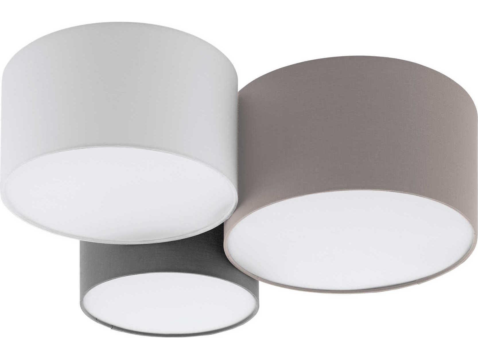 Eglo Pastore 3-Light Taupe White Grey Round Flush Mount