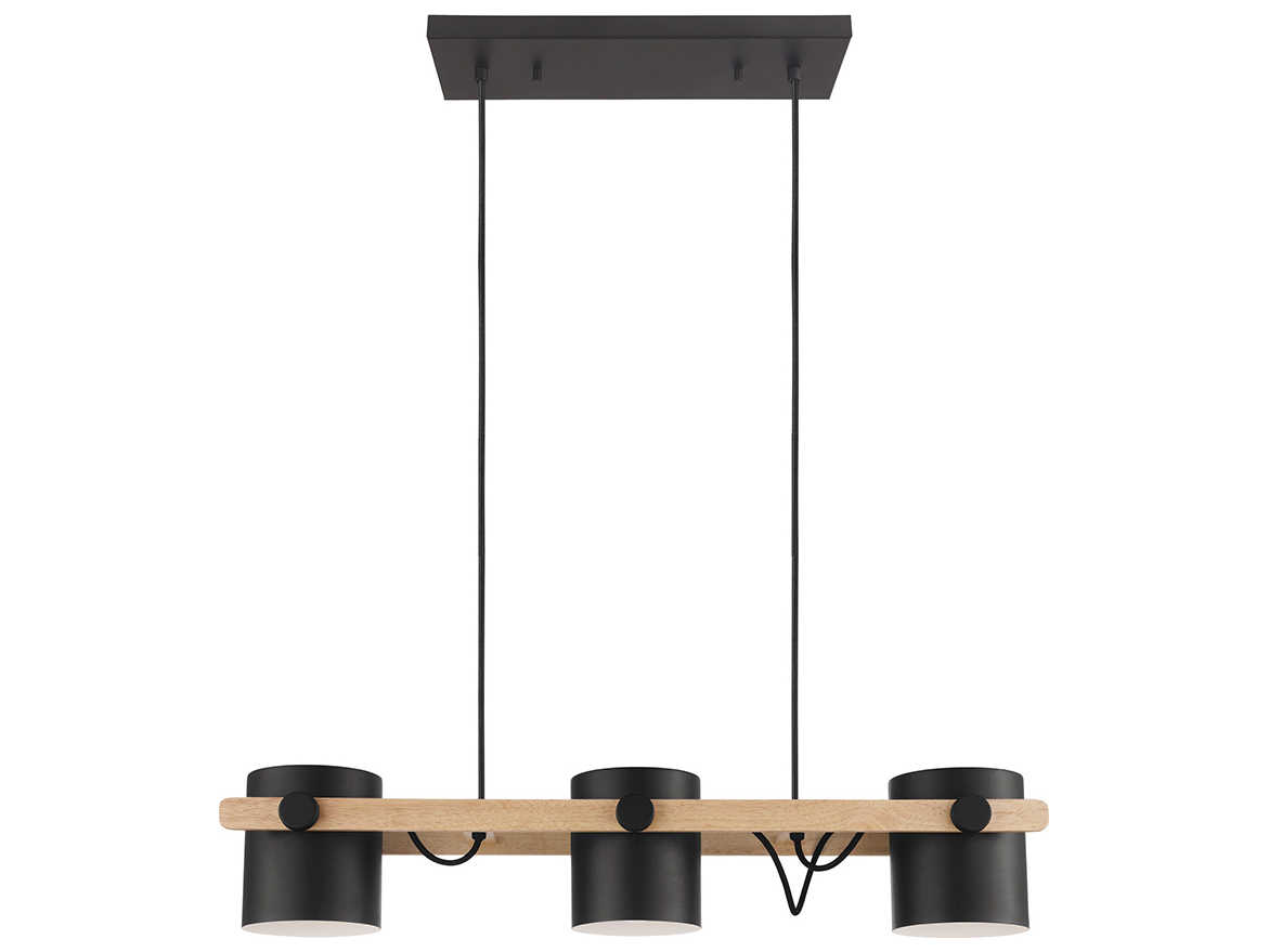 Eglo Hornwood 3-Light Black Brown Drum Island Pendant