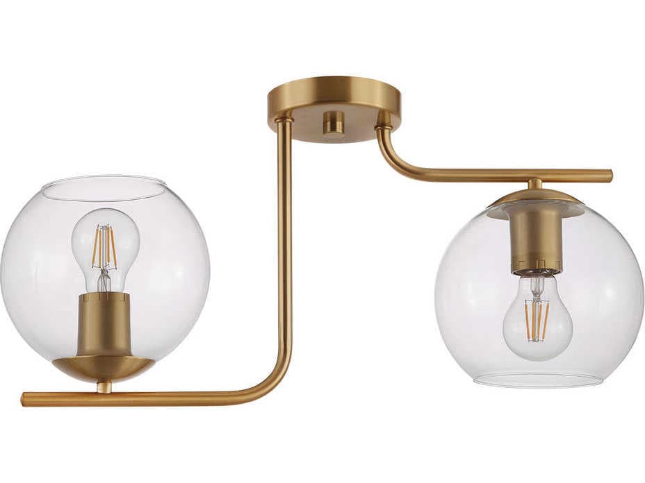 Eglo Marojales 2-Light Brushed Gold Globe Semi Flush Mount