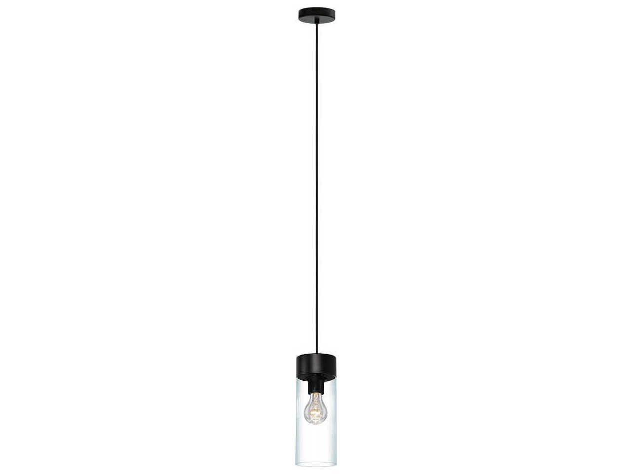 Eglo Montey 1-Light Matte Black Cylinder Mini Pendant