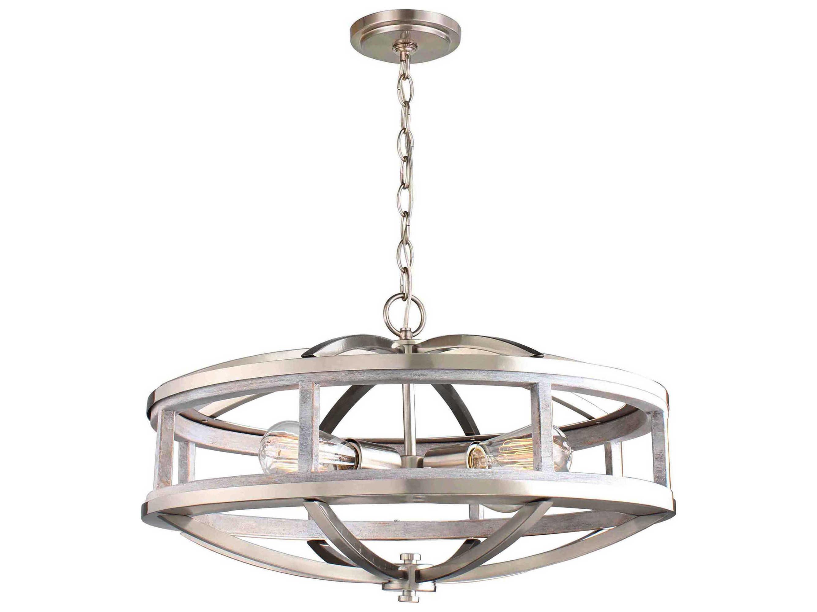 Eglo Montrose 4-Light Acia Wood Brushed Nickel Chandelier