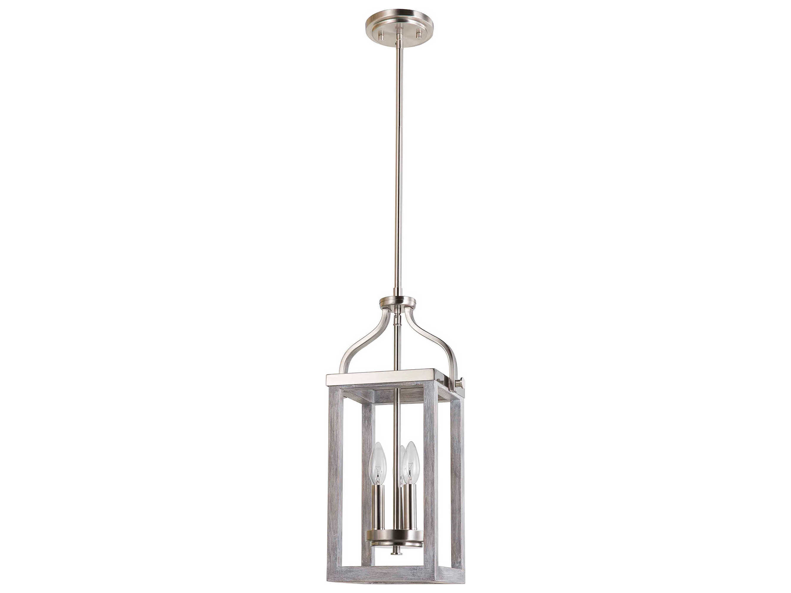 Eglo Montrose 3-Light Acia Wood Brushed Nickel Mini Pendant