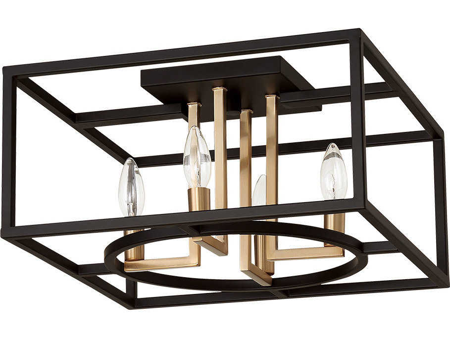 Eglo Mundazo 4-Light Black Brushed Gold Flush Mount