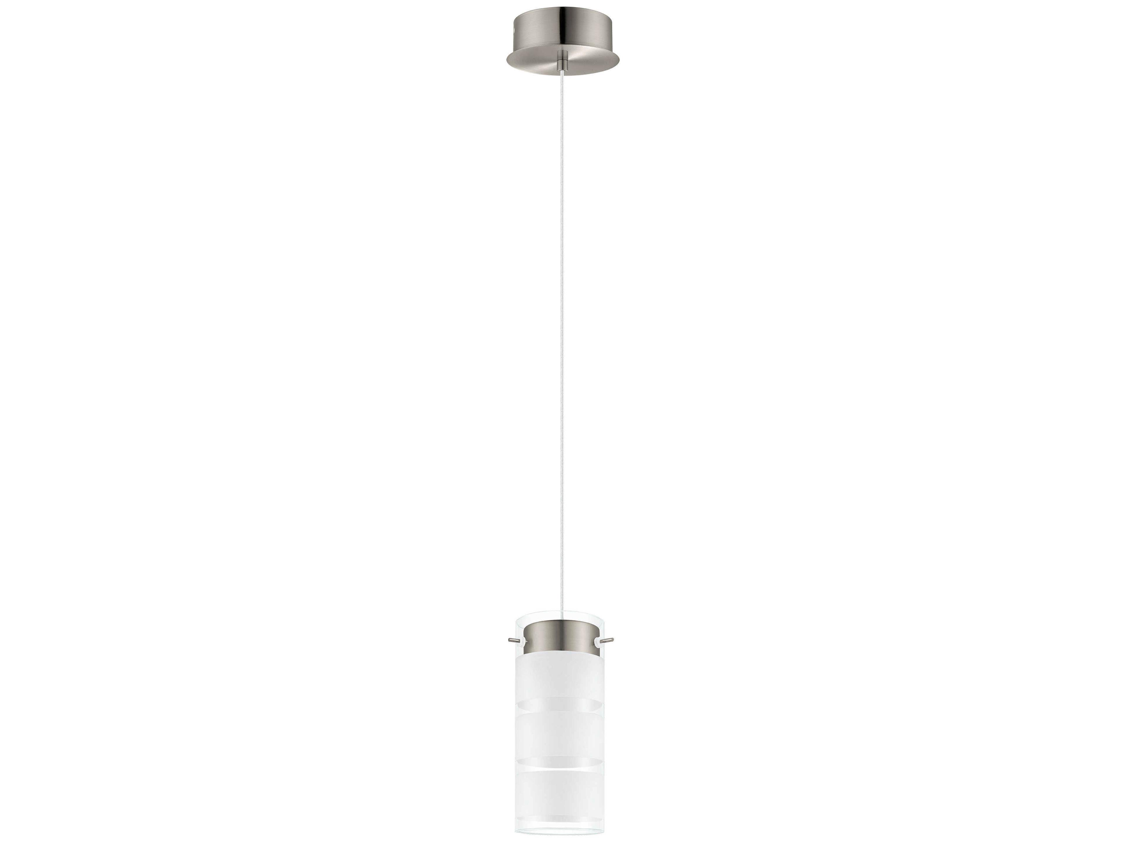 Eglo Olvero 1-Light Satin Nickel Cylinder Mini Pendant