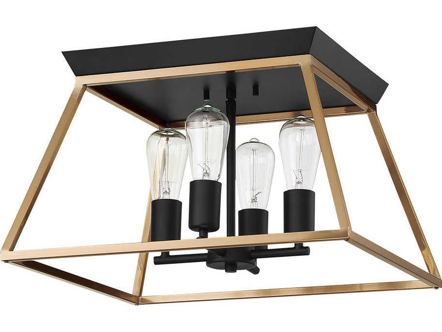 Eglo Paulino 4-Light Brushed Gold Matte Black Flush Mount