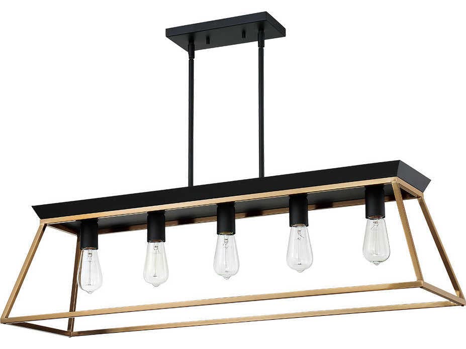 Eglo Paulino 5-Light Brushed Gold Matte Black Island Pendant