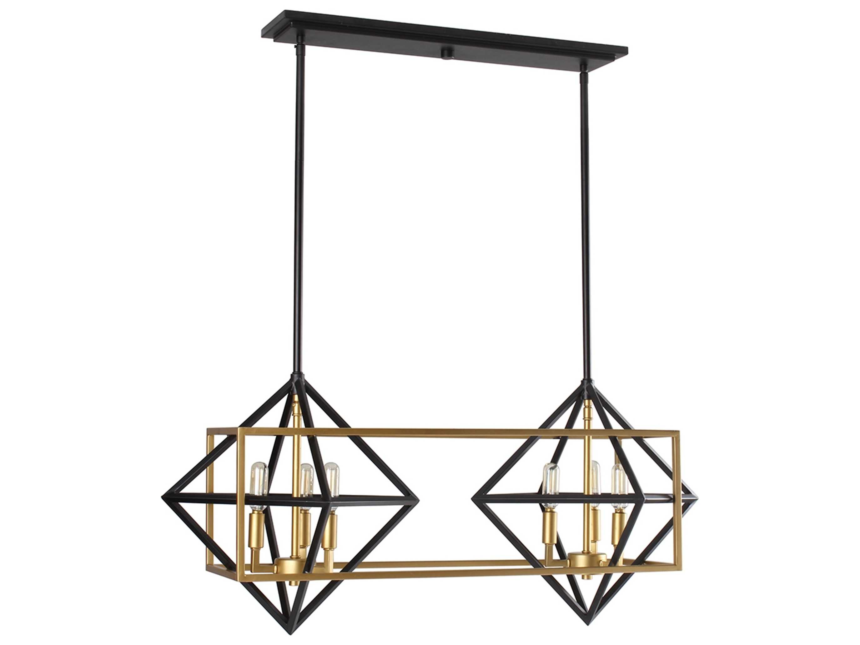 Eglo Pryor 6-Light Antique Gold Black Geometric Island Pendant