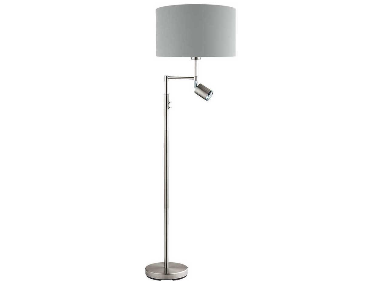 Eglo Santander Matte Nickel Grey Exterior Silver Interior Fabric Floor Lamp