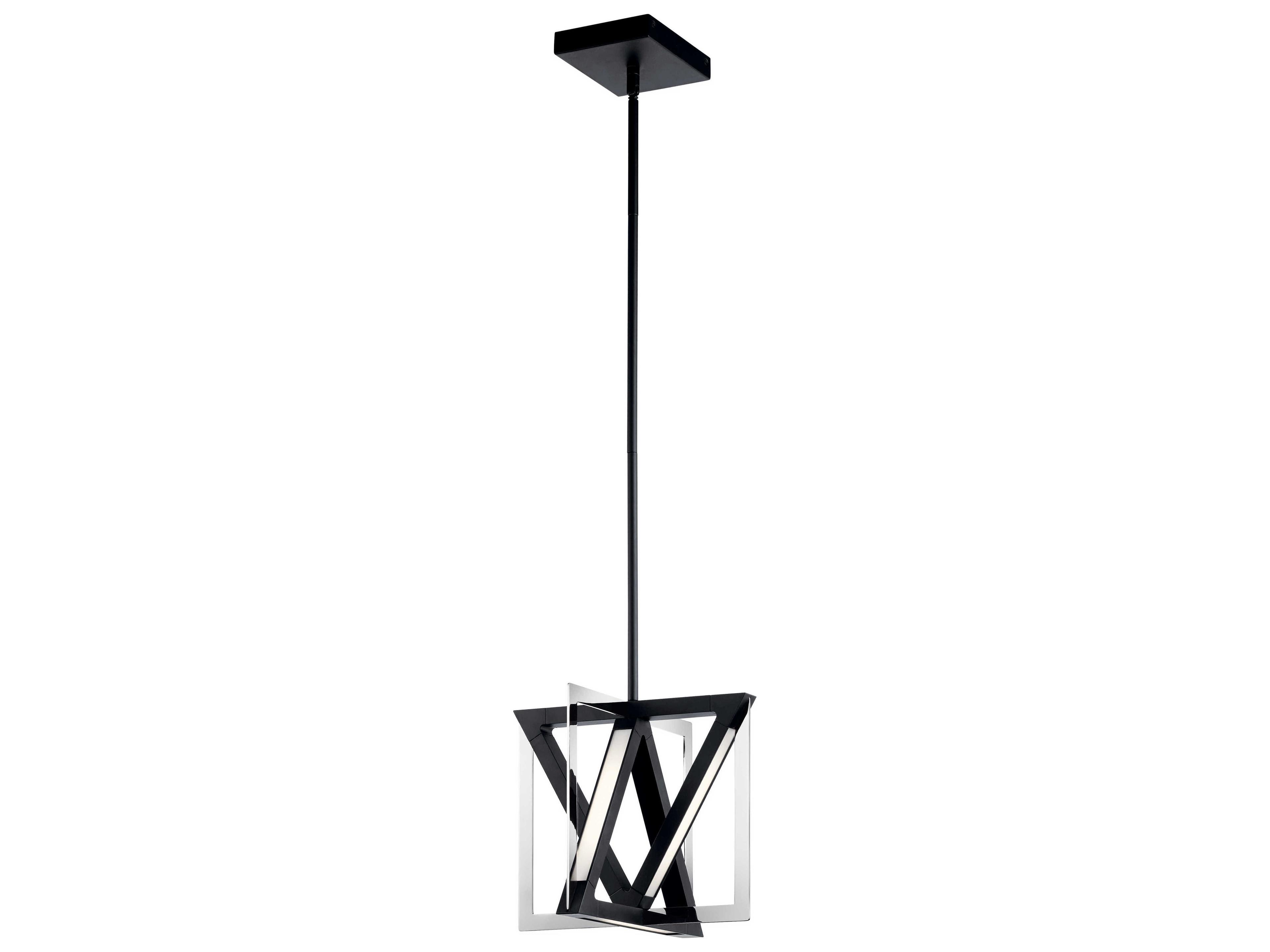 Elan Axis Matte Black Chrome LED Geometric Pendant