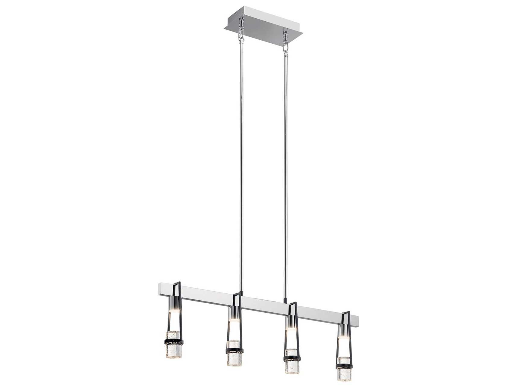 Elan Ayse 4-Light Matte Black Crystal LED Linear Island Pendant