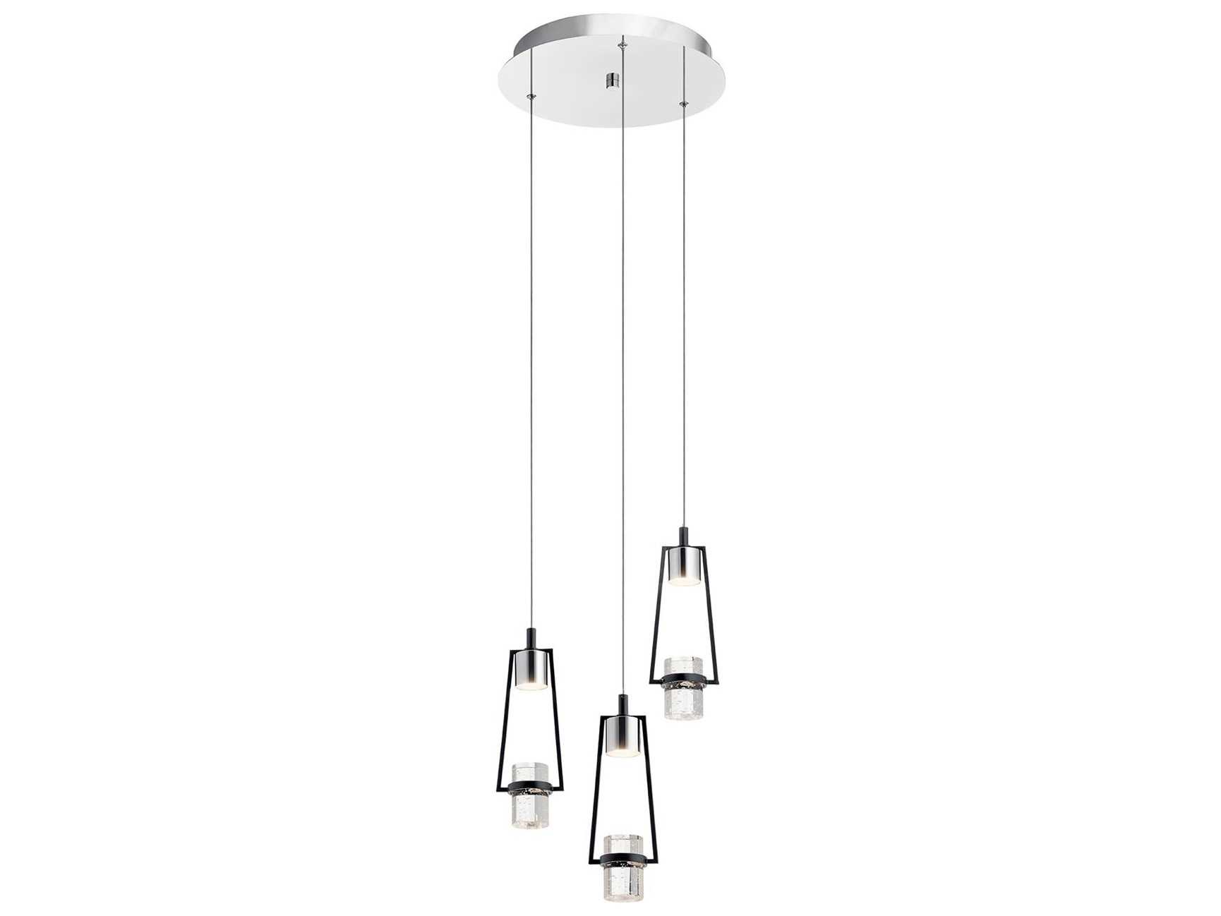 Elan Ayse 3-Light Matte Black Crystal LED Pendant