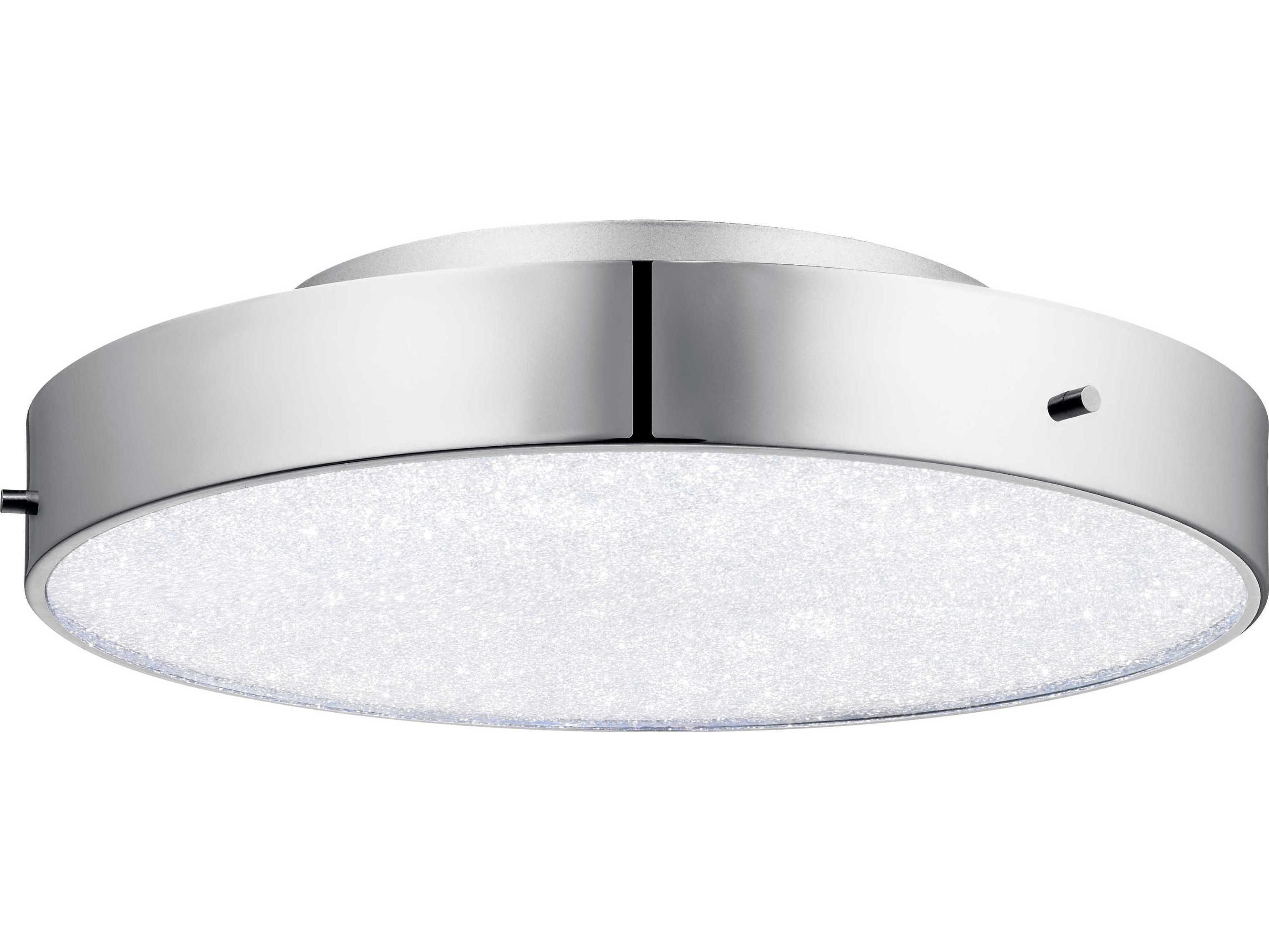 Elan Crystal Moon 1-Light Chrome Glass Round Flush Mount