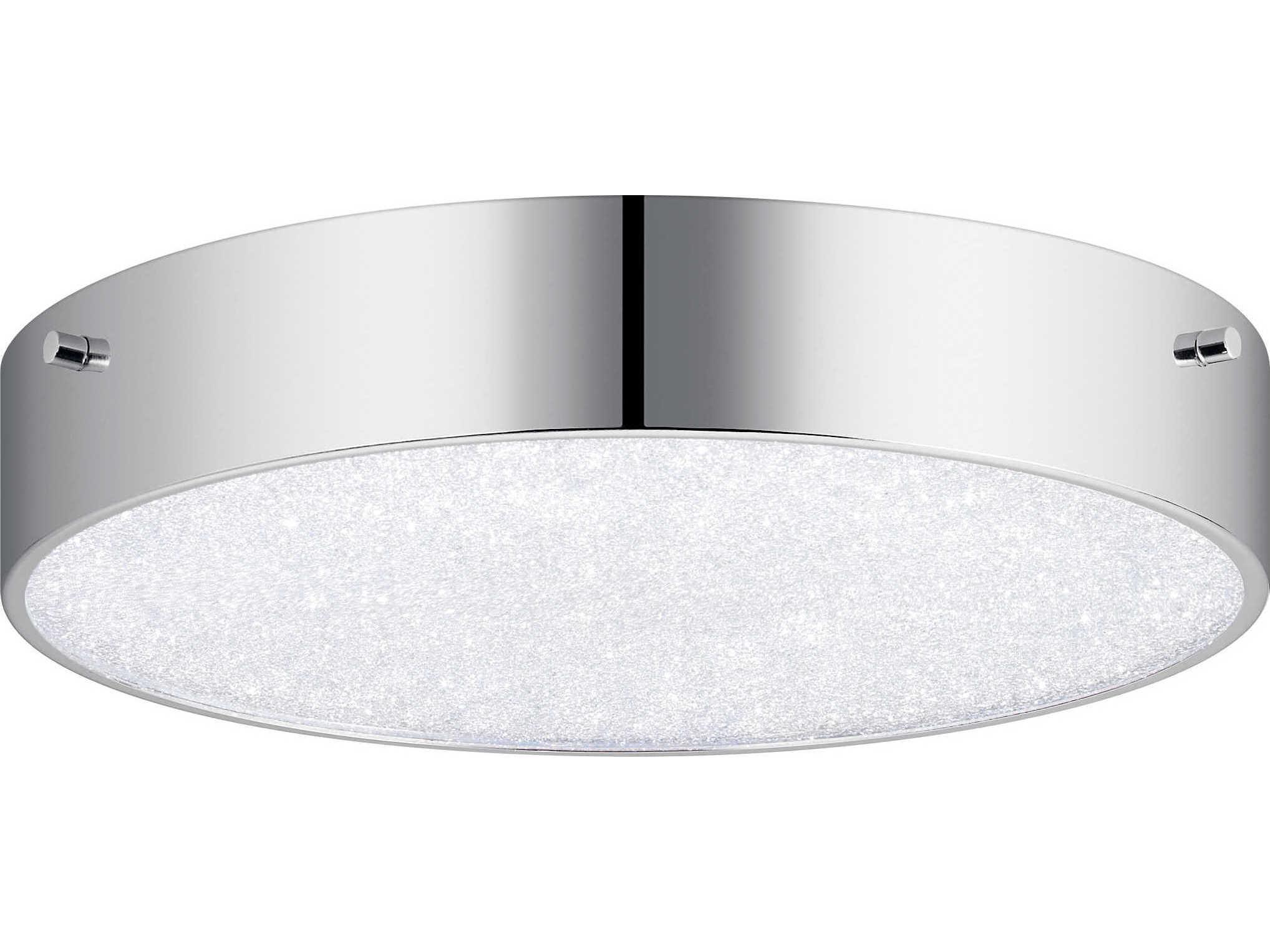 Elan Crystal Moon 1-Light Chrome Glass Round Flush Mount