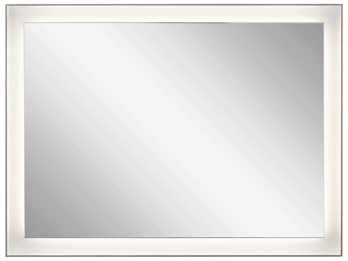 Elan Ryame Matte Silver Rectangular LED Wall Mirror