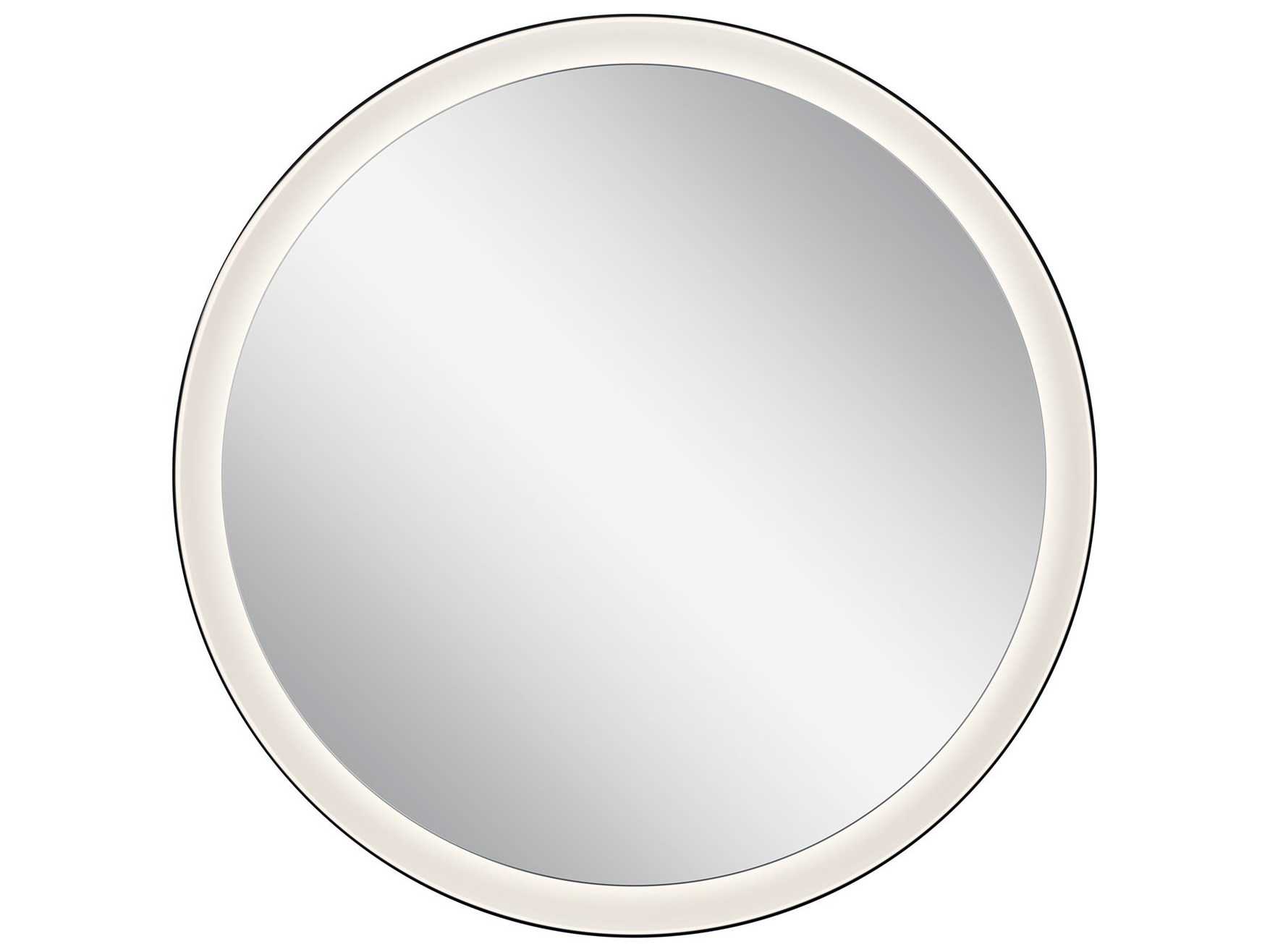 Elan Ryame Matte Black Round LED Wall Mirror