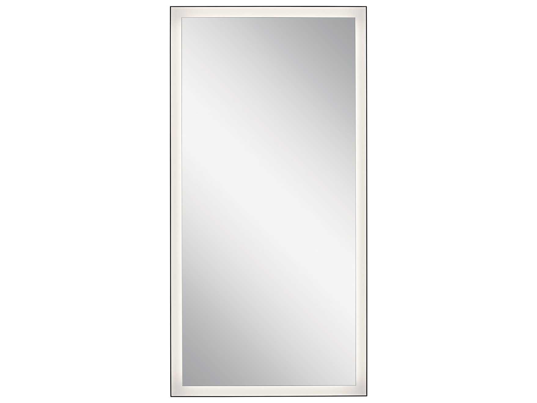 Elan Ryame Matte Black Rectangular LED Wall Mirror