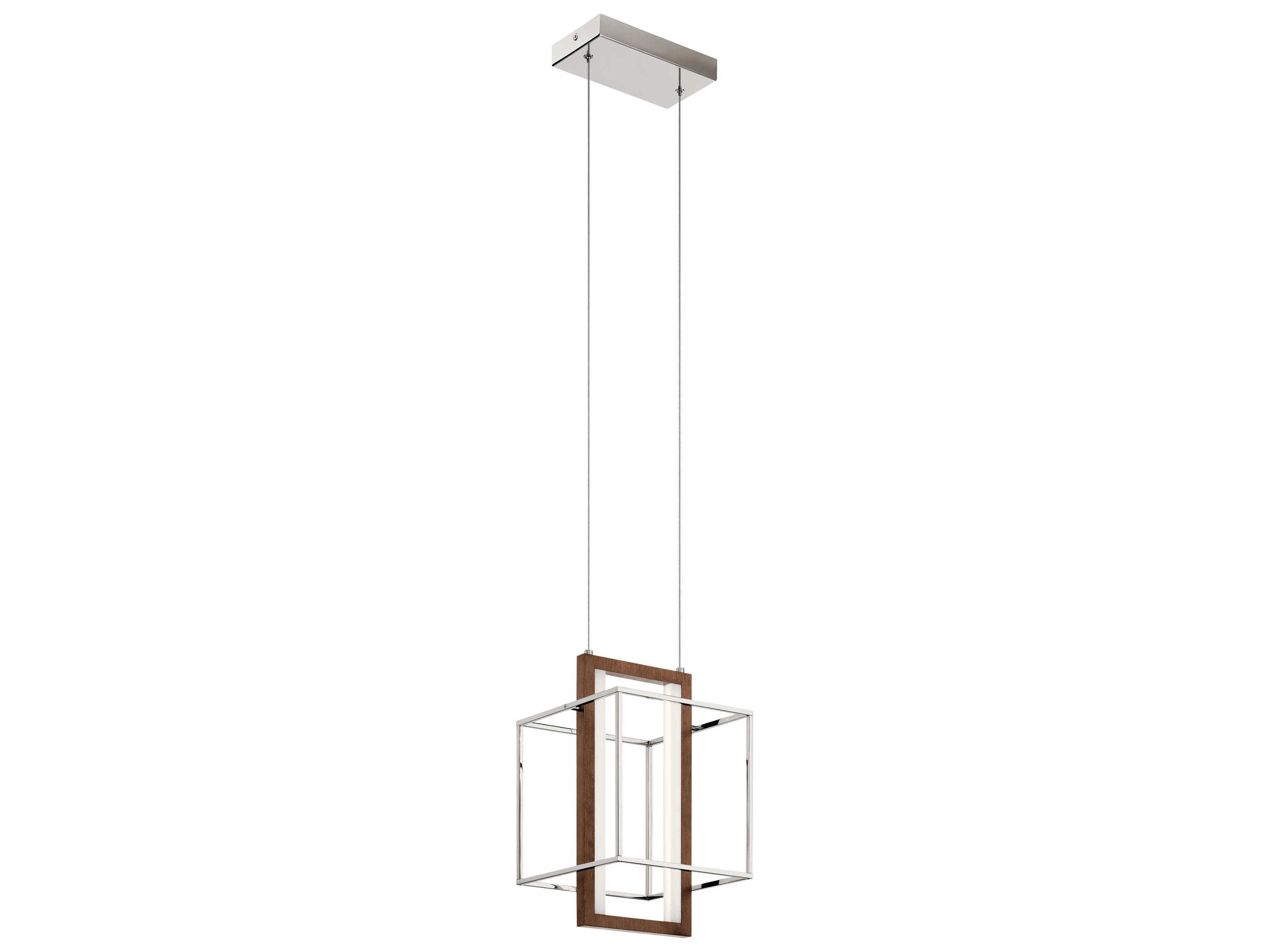 Elan Viho Polished Nickel Wood LED Geometric Mini Pendant