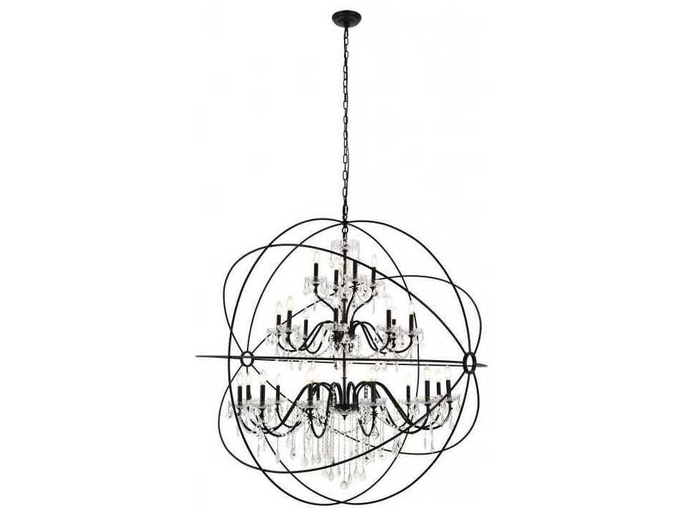 Elegant Lighting Cordelia 24-Light Black Clear Crystal Candelabra Globe Chandelier